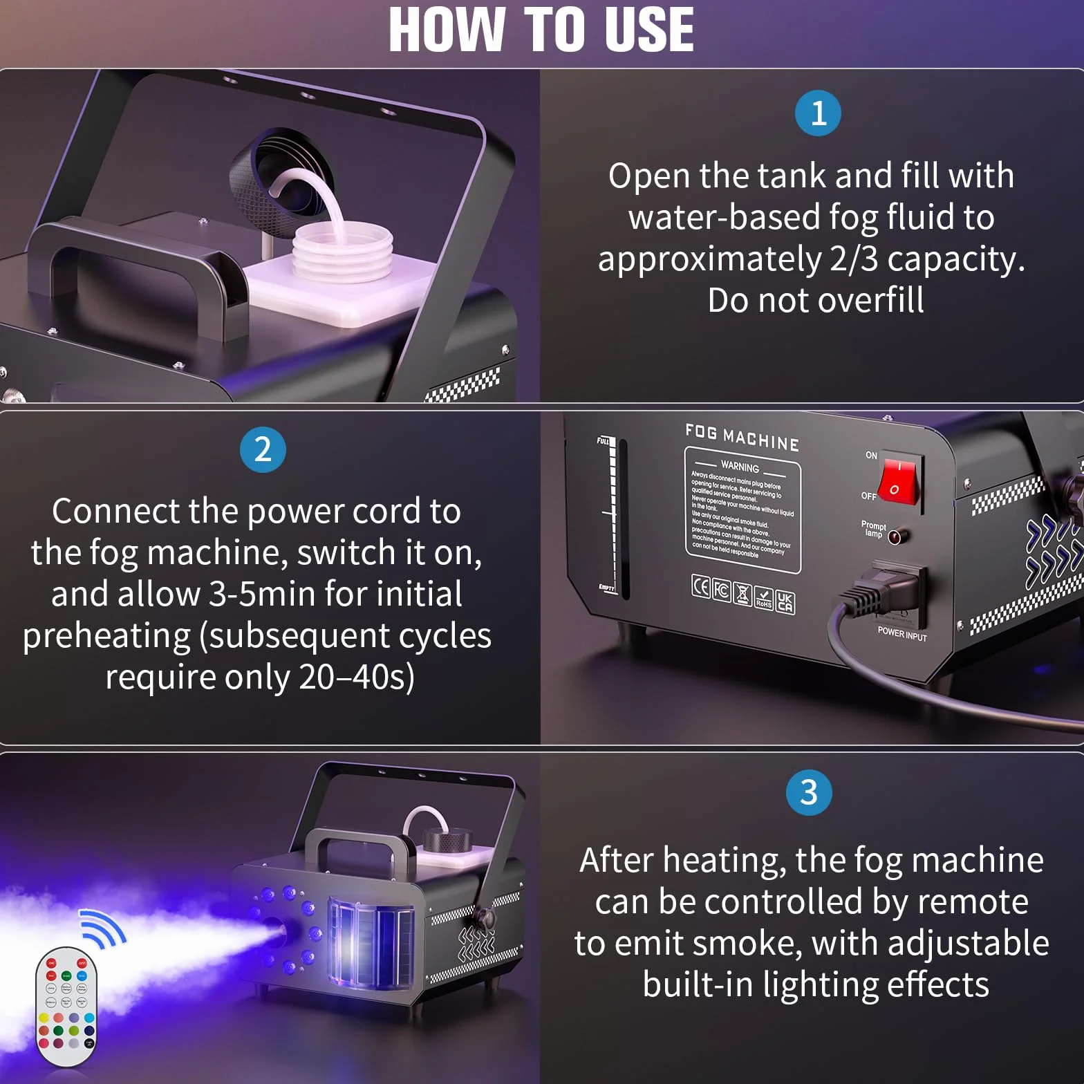Macchina per il fumo da 1200 W, con effetto magico a sfera e 9 LED RGB, 4 modalità dinamiche + 14 colori ambientali statici, telecomando senza fili, per DJ, Halloween, eventi sul palcoscenico