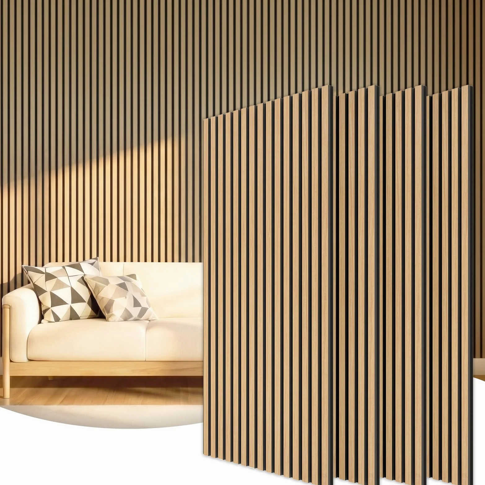 TONOR Pannelli Fonoassorbenti Legno Impiallacciato 120 x 60 cm 2.88㎡ Pannelli Decorativi Pareti 3D Teak