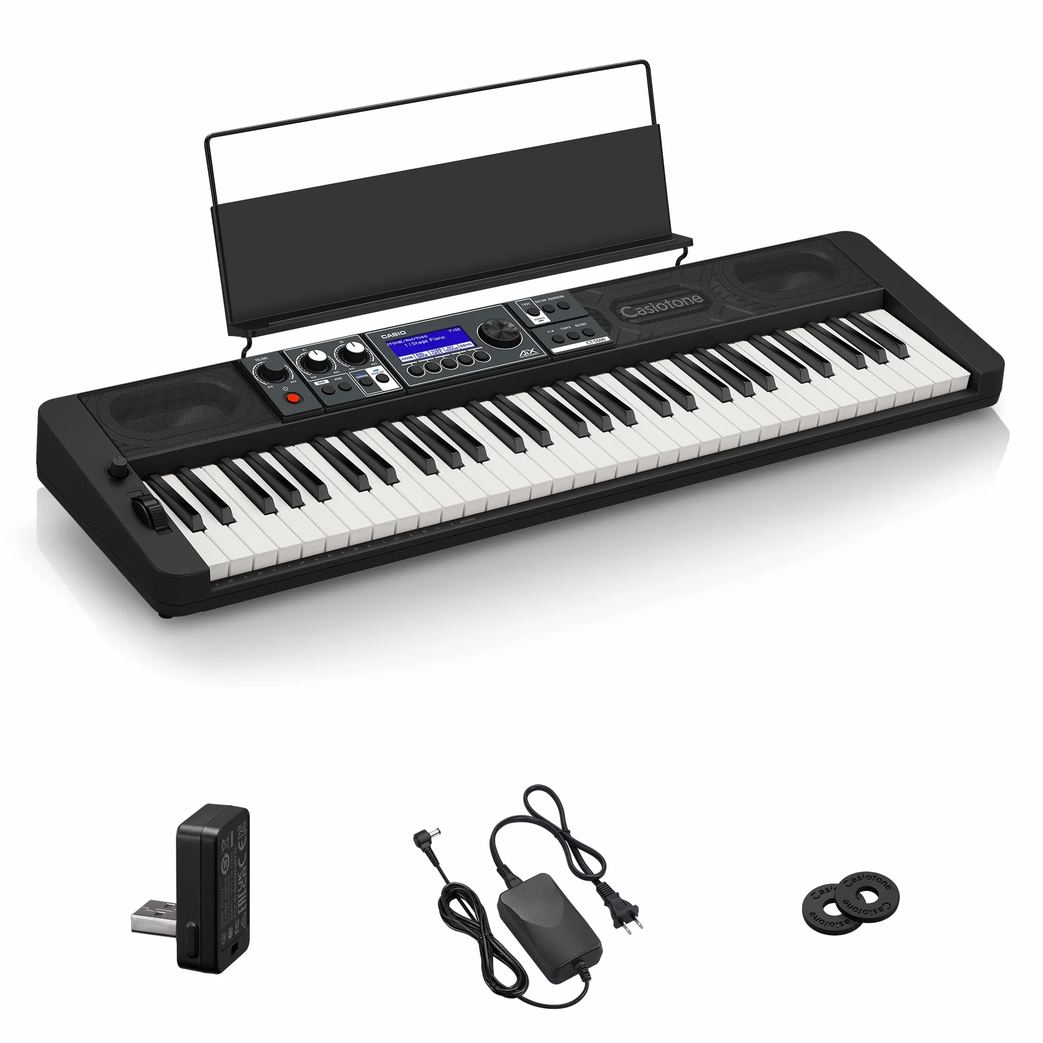 Casio Casiotone CT-S500 Tastiera top di gamma con tasti sensibili al tocco, 800 suoni, 243 ritmi di accompagnamento, controller in tempo reale e connettività Bluetooth Audio&MIDI, nera