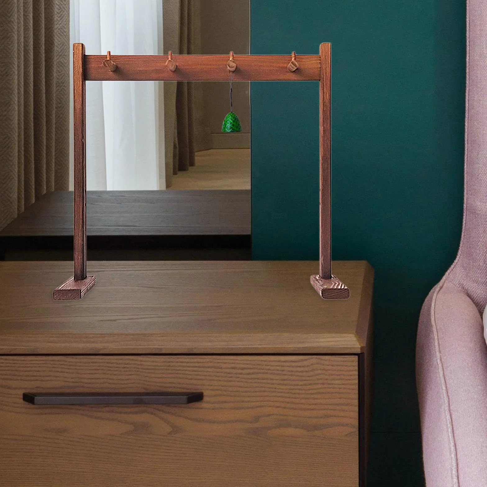 Colcolo Supporto per carillon a in legno, centrotavola da interno, elegante supporto sospeso per gong, per esposizione, camera da letto, sala da tè, S