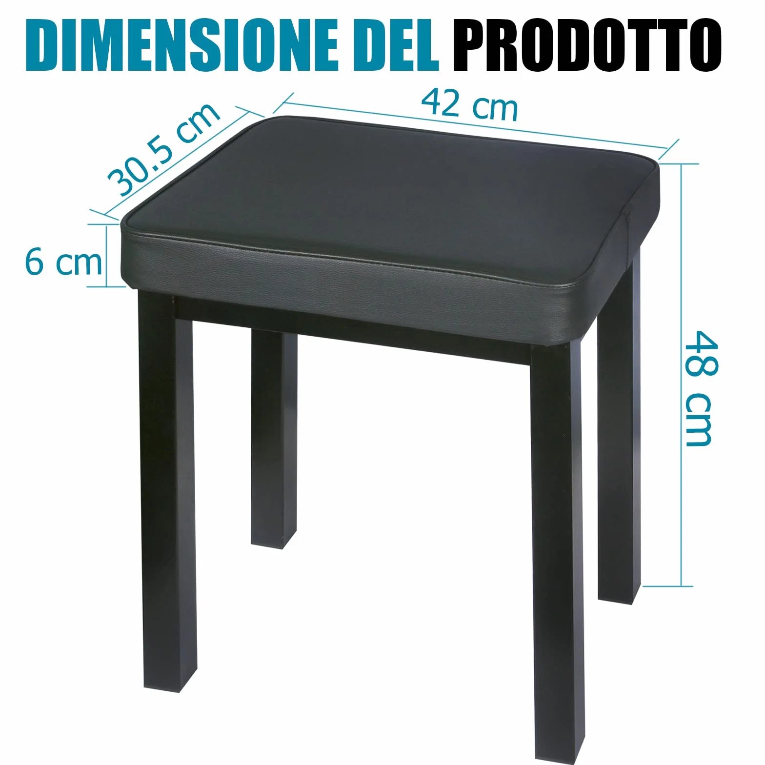GLEAM Pianoforte Panca, Sgabello da pianoforte, Metallo, Nero