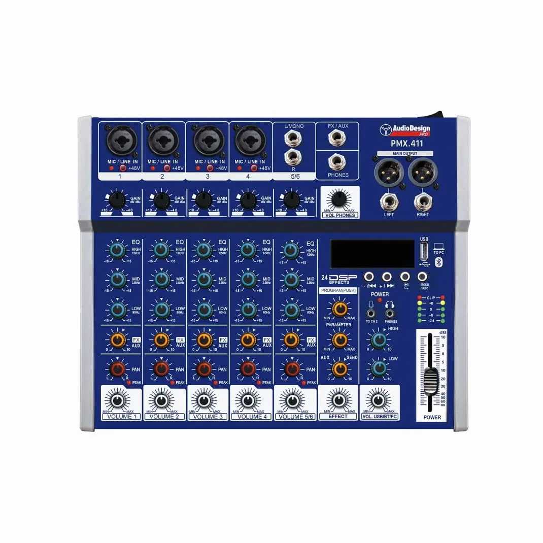 AudioDesign Mixer audio professionale 4 ingressi 24 effetti DSP