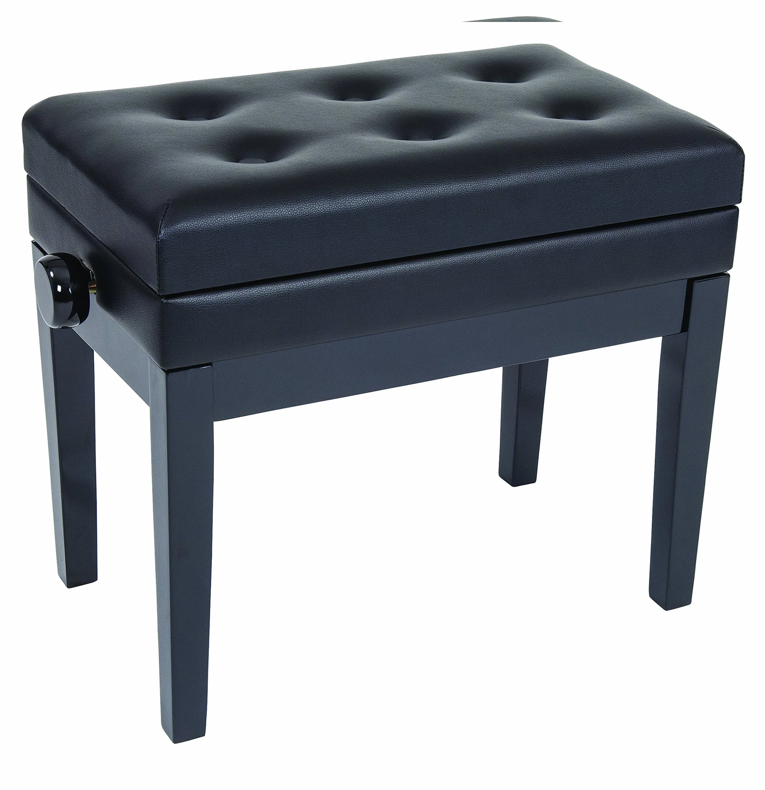 Kinsman KPB10BK Deluxe - Panca regolabile per pianoforte, con contenitore, colore: Nero
