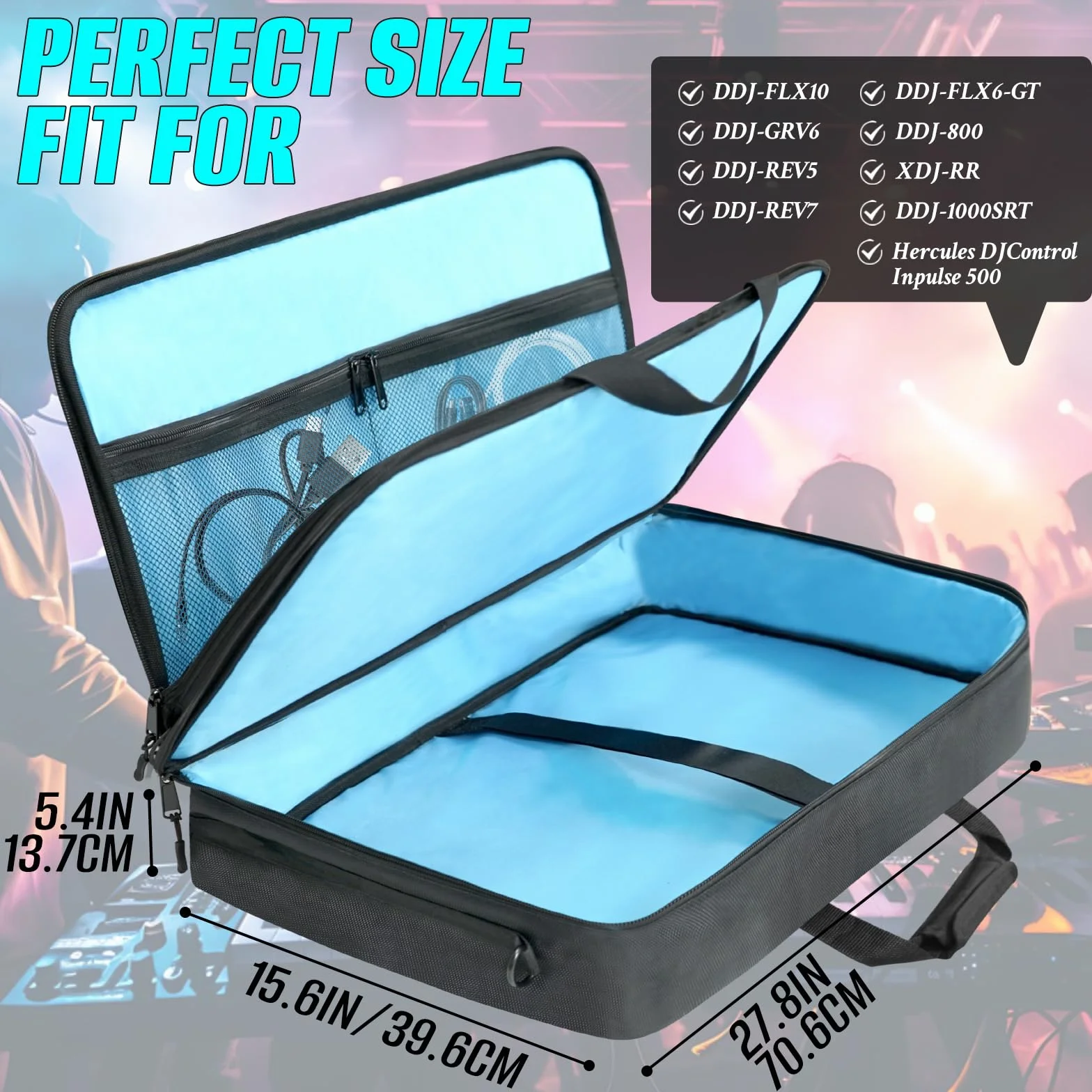 SUNDOY Borsa imbottita per controller DJ DDJ-FLX10, DDJ-GRV6, DDJ-REV5, DDJ-REV7, DDJ-FLX6-GT, DDJ-800, XDJ-RR, DDJ-1000SRT, RX, S8, DDJ SX, SX2, SX3, Inpulse 500