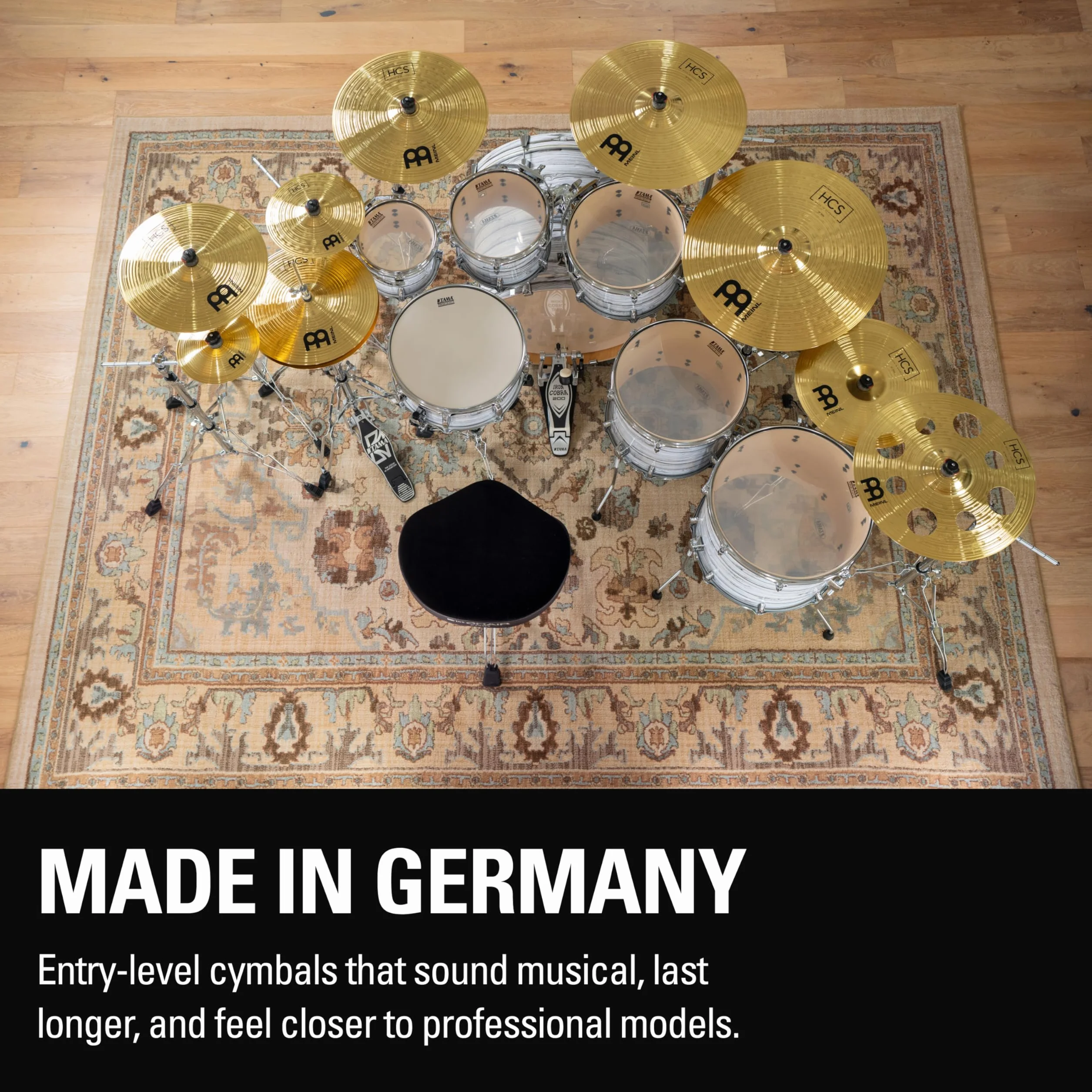 Meinl Cymbals HCS piatto Ride 22 pollici (55,88cm) per Batteria – Finitura Tradizionale Ottone, Made in Germany (HCS22R)