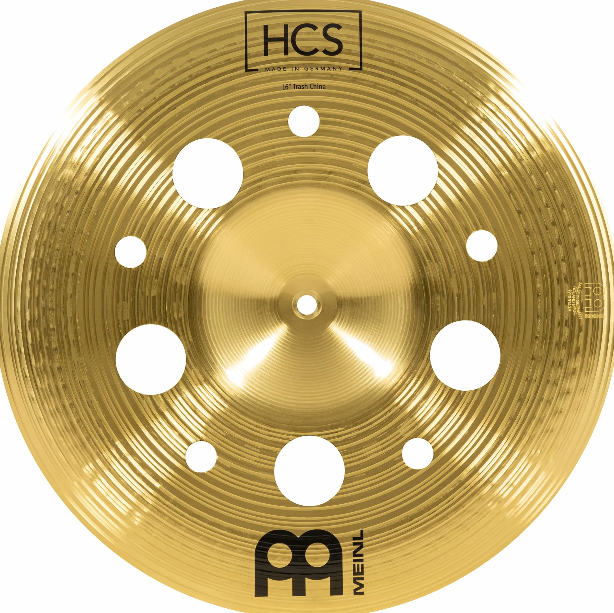 Meinl Cymbals HCS piatto Trash China 16 pollici (40,64cm) con fori – per Batteria – Finitura Tradizionale Ottone, Made In Germany (HCS16TRCH)