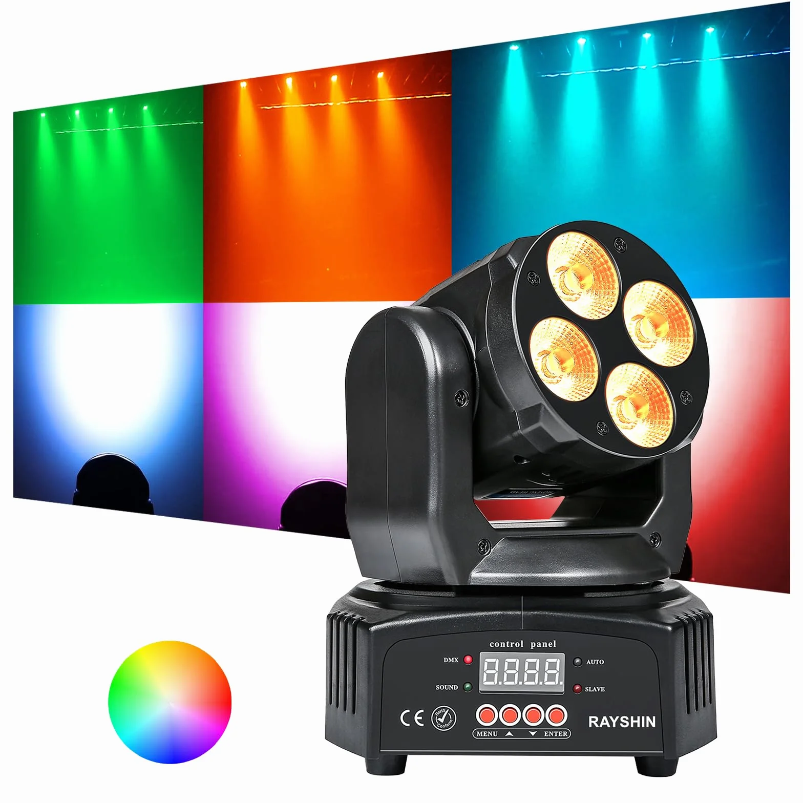 LED testa mobile professionale DMX512 RGBWA/UV 50 W 16/18 CH Professional Mini Moving Head Illuminazione Palcoscenico 6 in 1 effetto strobo per DJ discoteca ristorante club matrimonio casa party.