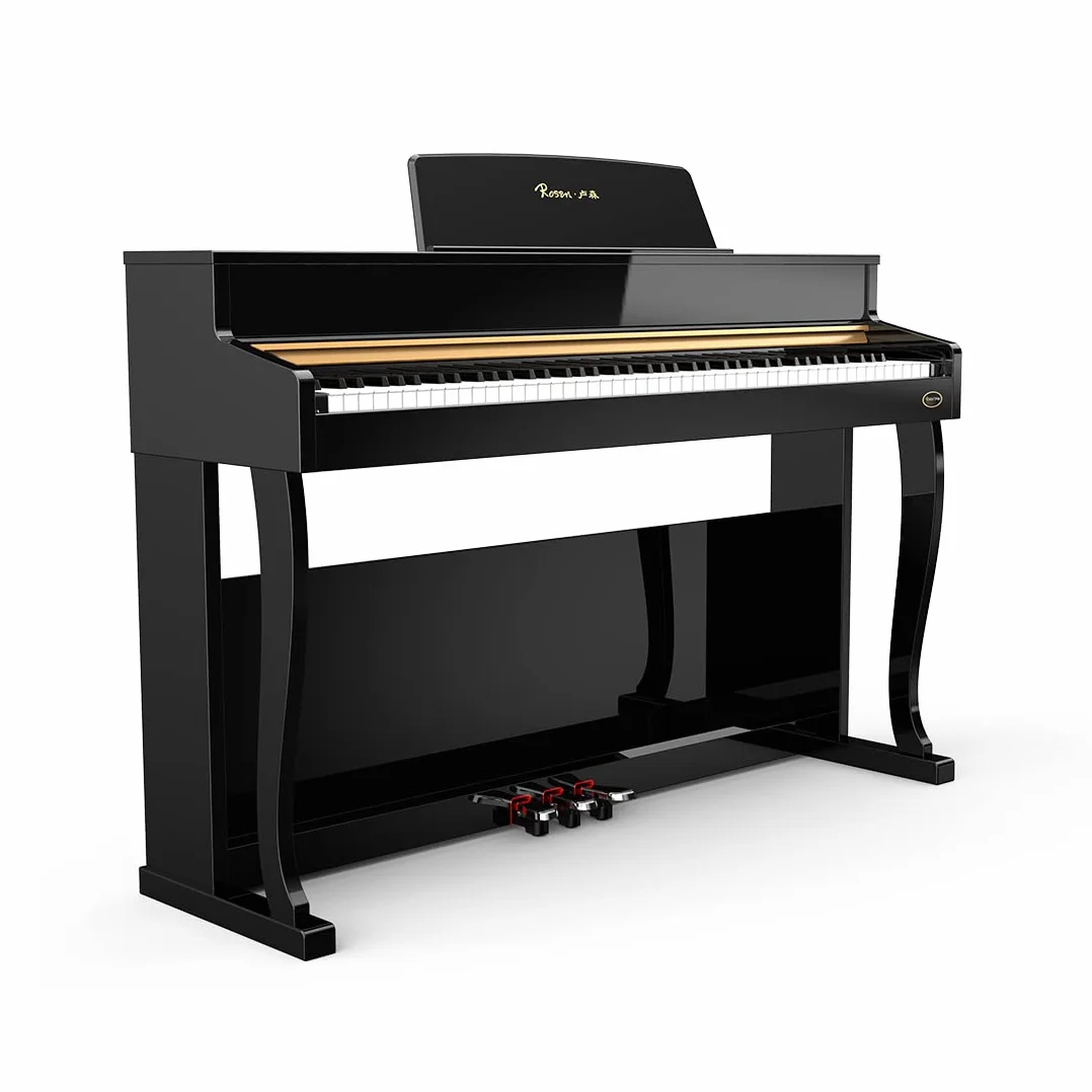 Rosen Upright Digital Piano Full Size 88 Tastiera Pesata Home Piano con Stand Premium Tastiera Verticale Piano per Principiante Tastiera Elettrica Professionale con Triplo Pedale,Nero