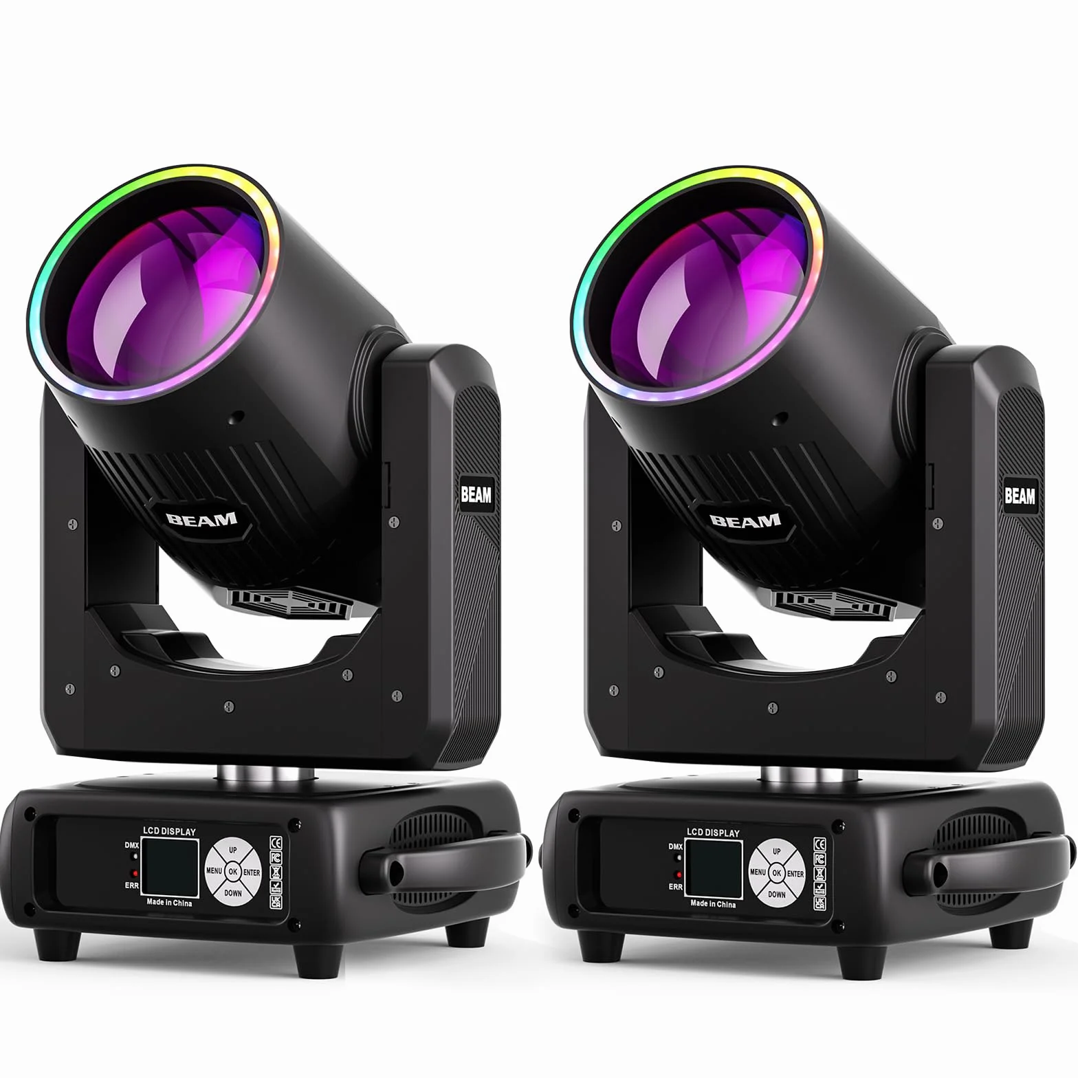 2 pezzi Teste Mobili LED 295W Beam Mini illuminazione di scena 14 Colori 14 Gobos Prisma nebulizzazione Focus Luci Palcoscenico per DJ Discoteca Natale Club Spettacolo Bar Festa