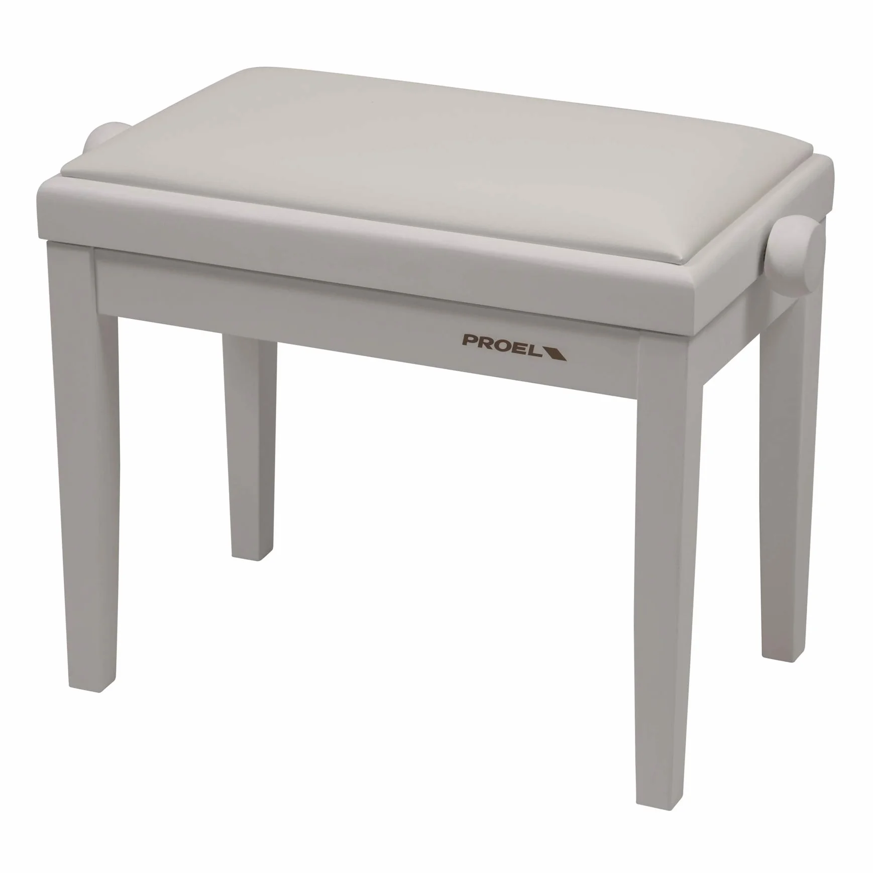 PROEL PB90SSWWH - Panca professionale regolabile in legno per piano ed organo, seduta imbottita con rivestimento in similpelle bianca, Telaio Bianco opaco (PB90SSWWH).