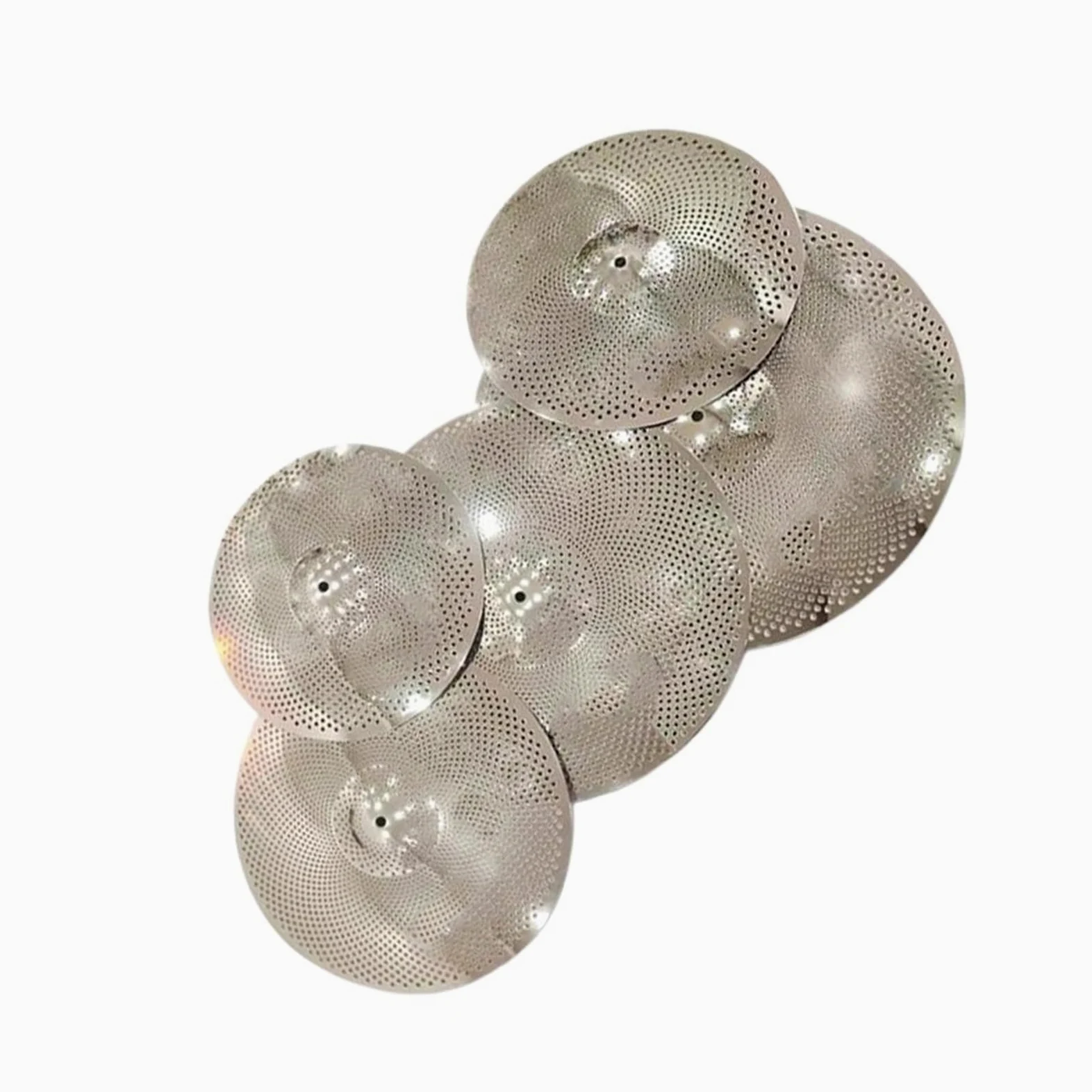 Set di piatti per batteria Piatto Silenzioso A Basso Suono In Argento Lucido 5 Pezzi Materiale In Lega 14" 16" 18" 20"