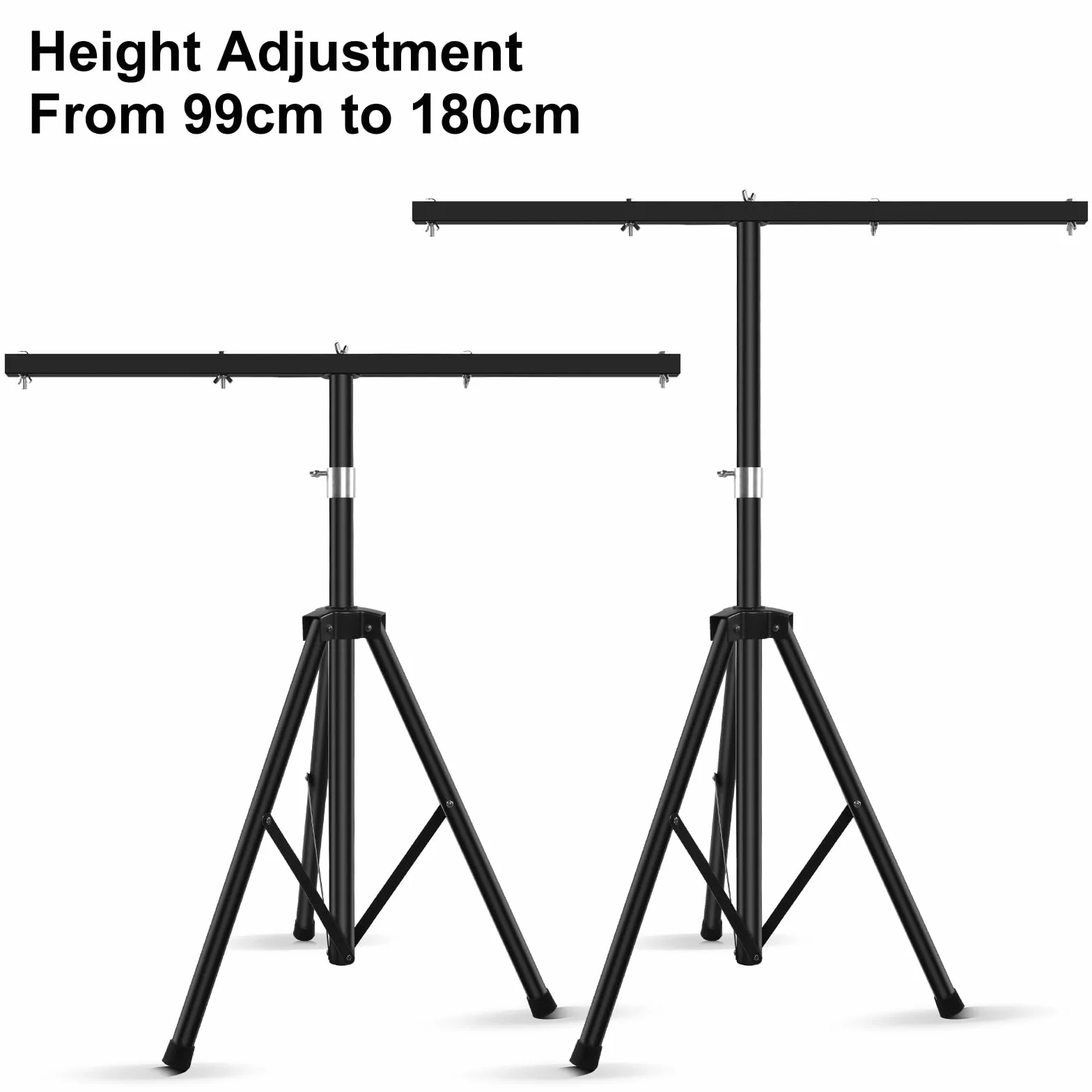 U`King Supporti per Palco con 950 mm Traversa, T-Bar Stativo Luci con Treppiede Stabile per Installare 4 PCS Faretto Par/Teste Mobili, 99 cm-180 cm Altura Ajustable, Carico Massimo 30kg