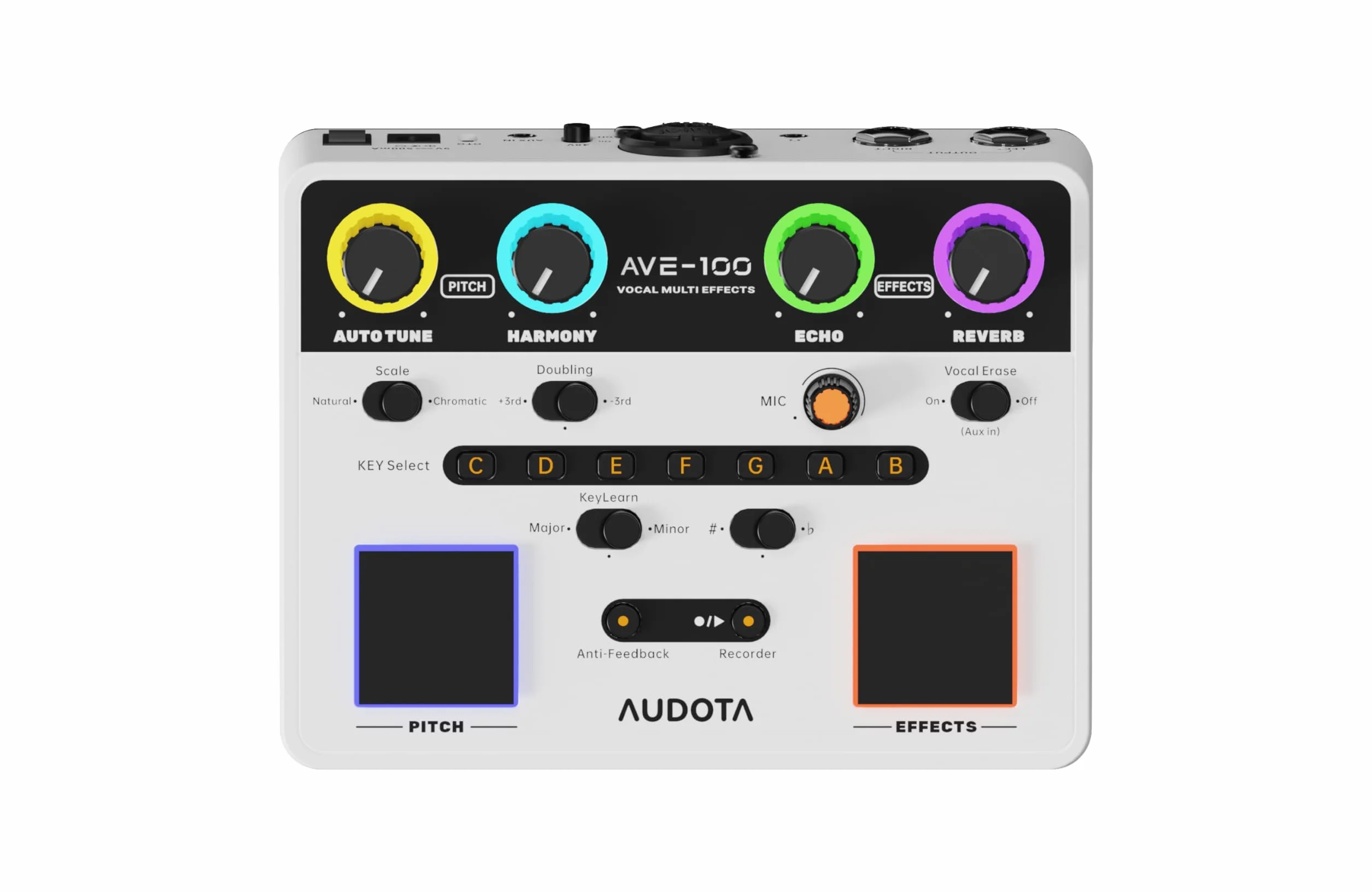 Processore vocale Audota AVE100 – Multieffetto per canto e streaming, riverbero, delay, correzione del pitch, interfaccia audio USB, performance dal vivo e registrazione domestica