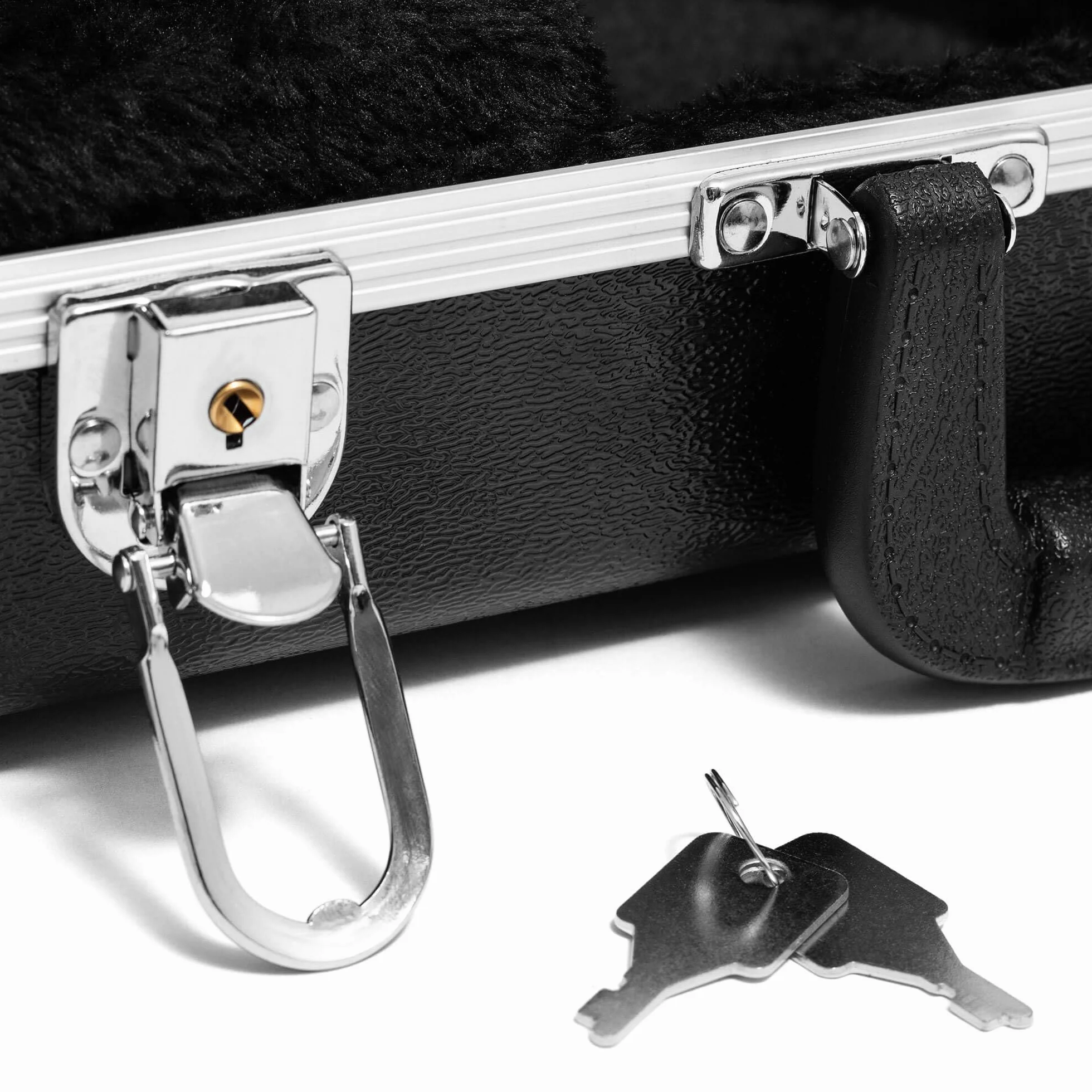 Tiger Custodia rigida per chitarra elettrica, guscio in ABS, interno felpato, chiusure di bloccaggio con serratura a chiave, manico rinforzato, resistente alle intemperie, adatta alla maggior parte