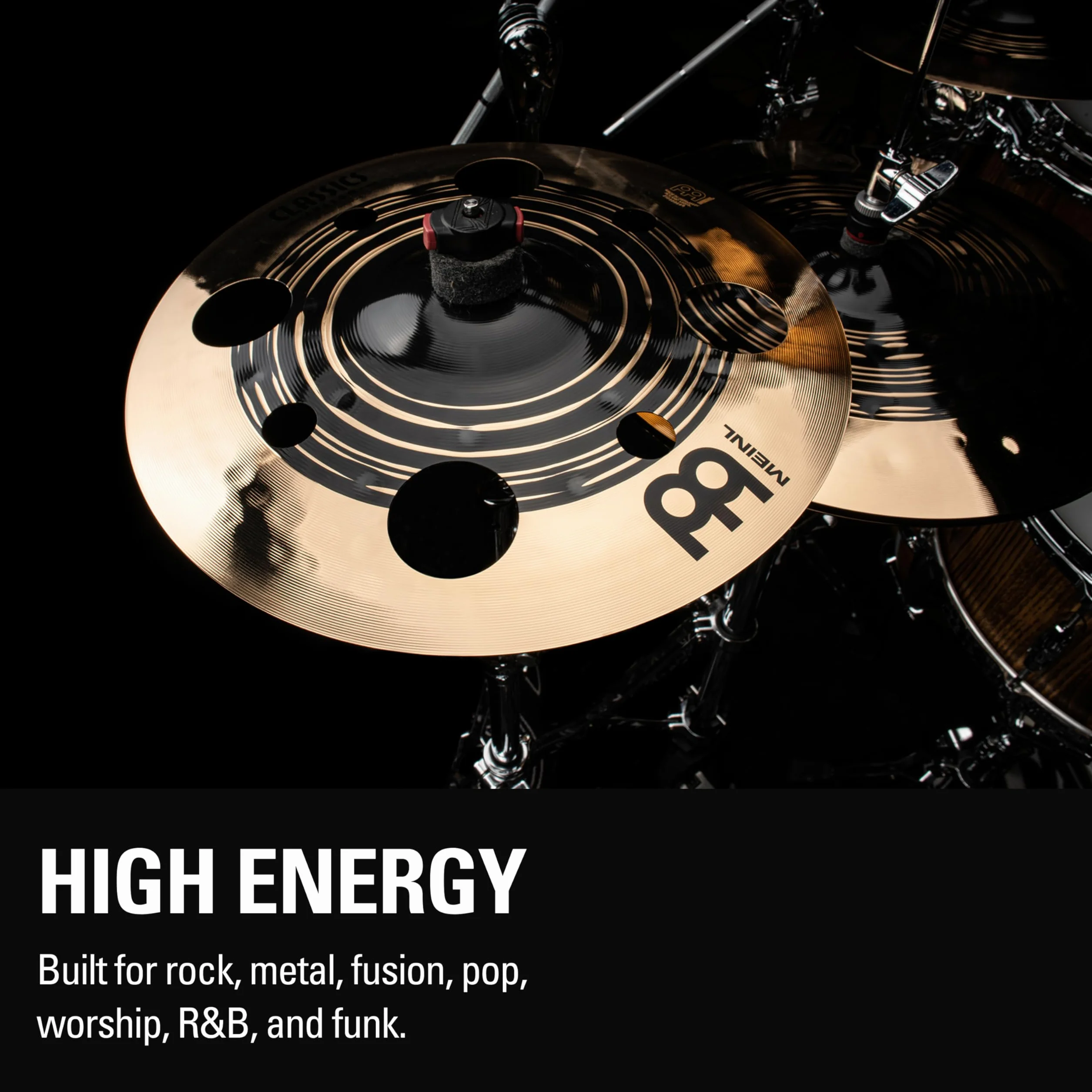 Meinl Cymbals Classics Custom Dual Piatto Trash Splash con fori 12 pollici (30,48cm) per Batteria - Bronzo B12, Finitura Scura e Brillante - Prodotto in Germania (CC12DUTRS)
