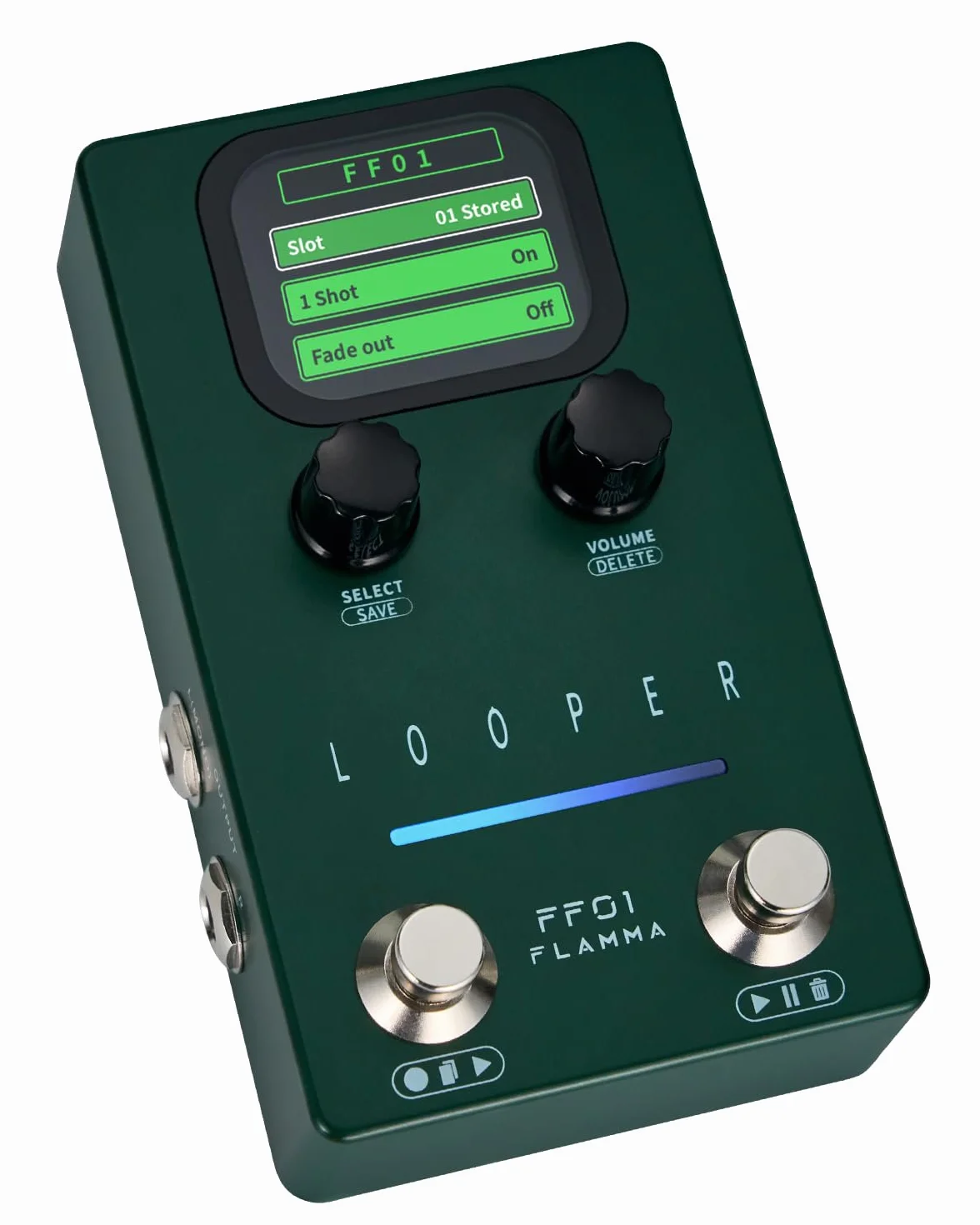 FLAMMA FF01 - Pedale Looper, 40 slot, 160 minuti di looping, pedale stereo per chitarra con schermo, dissolvenza, gestione dati USB