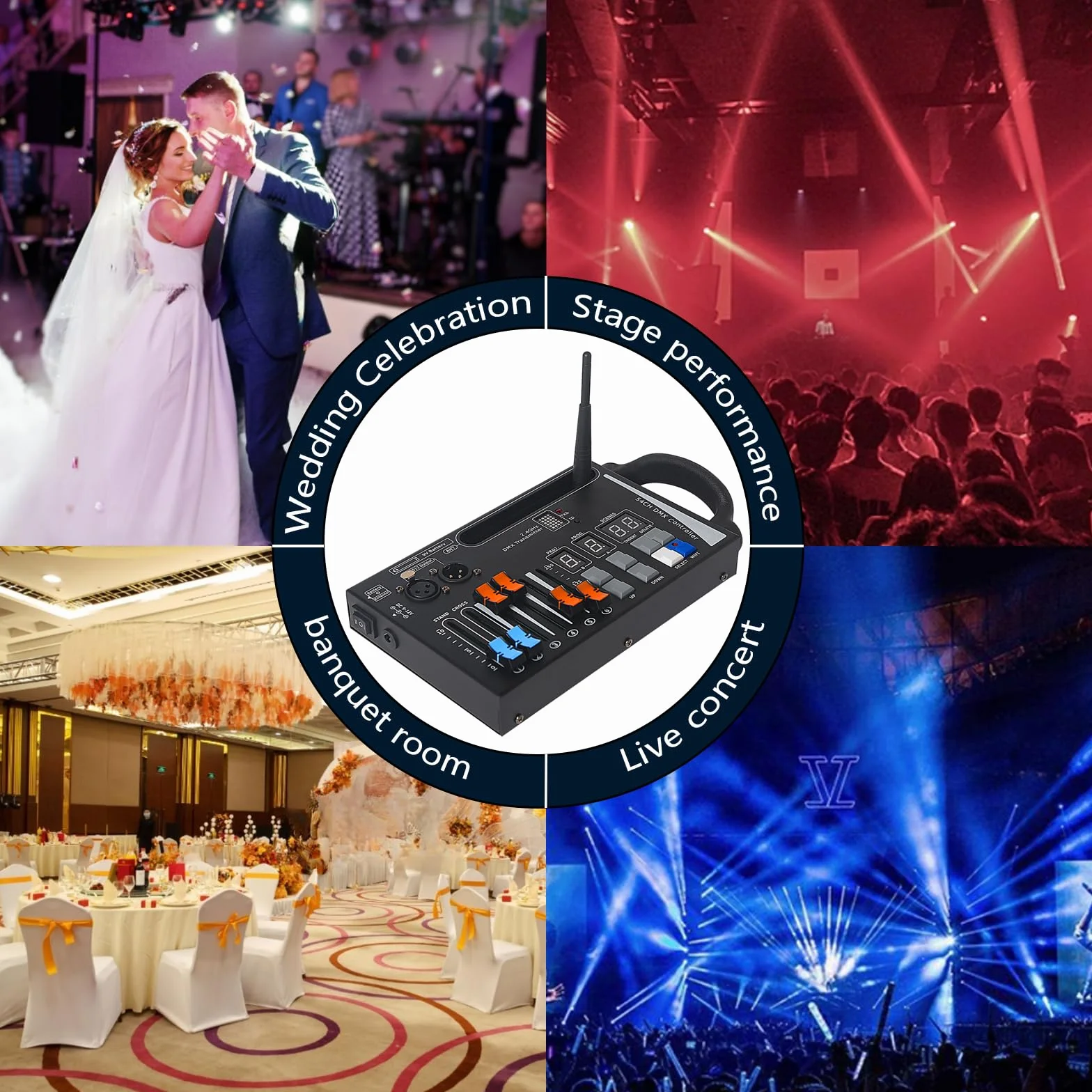 DMX - Console di illuminazione, driver DMX a 54 canali per luci dj, compatibile con dispositivi di ricezione wireless DMX da 2,4 g