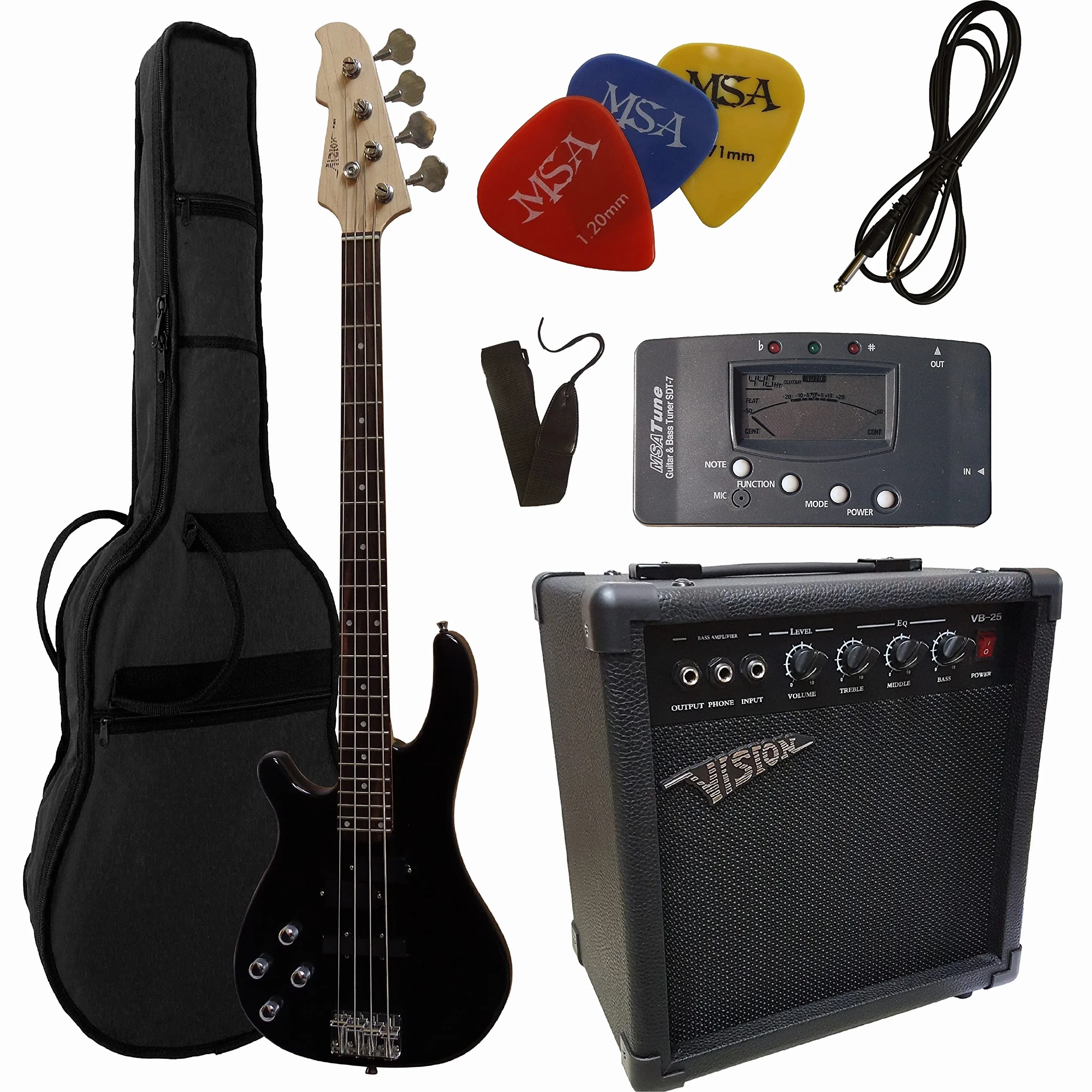 BASSO ELETTRICO NERO MANCINO - BASSI ELETTRICA BLACK PER MANCINO - SET ELLETRICHE CON AMPLIFICATORE DA 30WATT - BORSA - PLETTRO - CORDE - SINTONIZZATOR