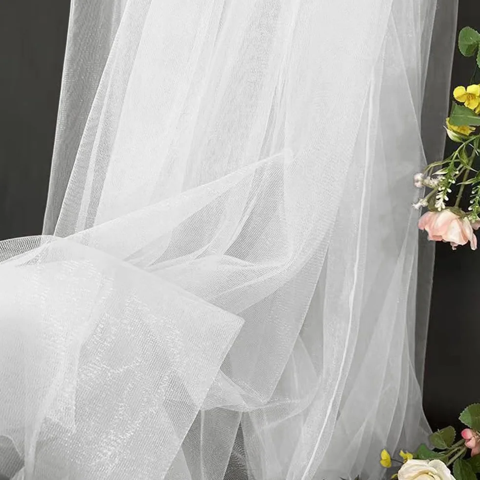 Tessuto in tulle bianco organza - 3 m x 160 cm, per tavolo fai da te, feste, matrimoni, decorazioni in tulle