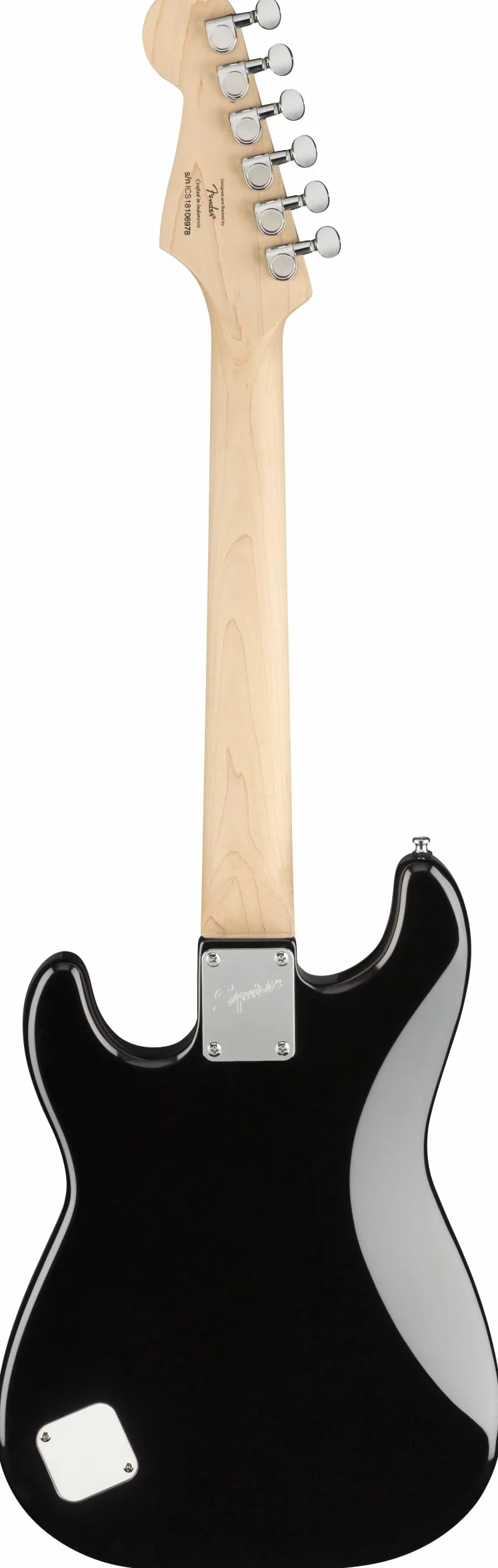 Squier by Fender Mini Stratocaster – Chitarra Elettrica con Tastiera in Lauro, Finitura Nera, Pickup Single-Coil, con Lezioni Gratuite su Fender Play