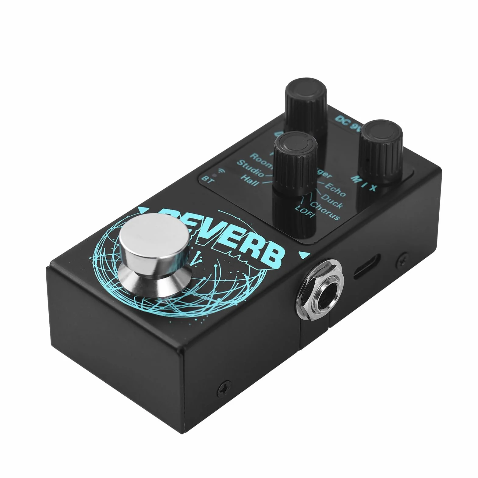 Pedale Effetti Riverbero, 9 Tipi di Riverbero, Chitarra Elettrica Hall/Studio/Room/Plate/Echo/Flanger/Duck/Chorus/LOFI, DECAY/MIX, Portatile, BT 5.4, USB, Metallo