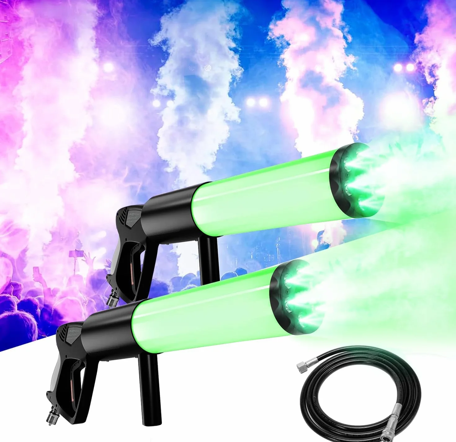CO2, pistola del fumo, 2 pezzi per la sera, 6 LED RGB Beads, per bar, serata, spettacolo musicale, Halloween, Natale
