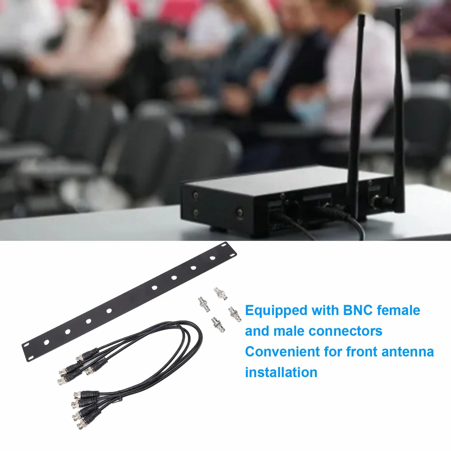 Jectse Kit Antenna BNC, 4 Cavi di Collegamento Cavo BNC da 50 Cm/19,69 Pollici Kit di Montaggio su Rack per Antenne Kit di Riposizionamento per Rack di Antenne per Montaggio Anteriore