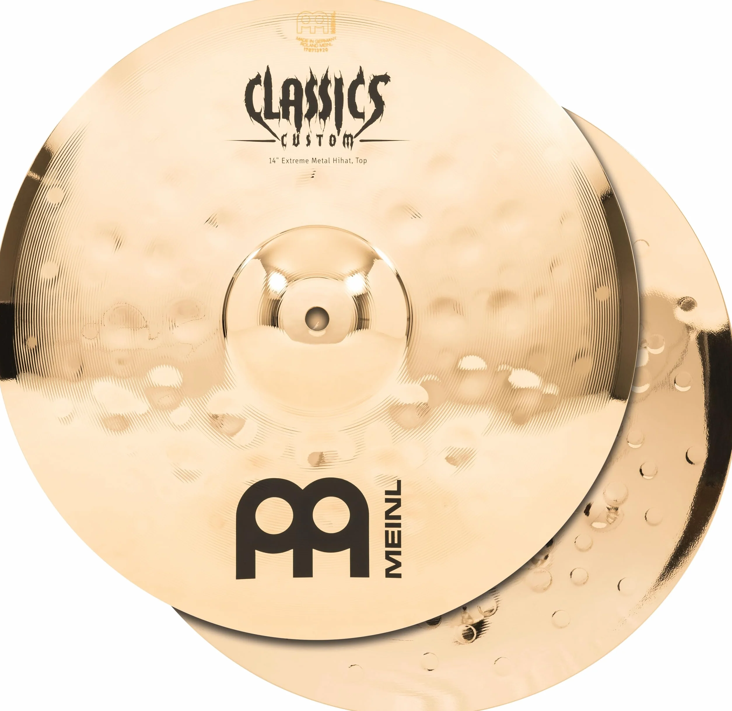 Meinl Cymbals Classics Custom Extreme Metal Piatto Hihat / Charleston 14 pollici (35,56cm) per Batteria - Bronzo B12, Finitura Brillante, Prodotto in Germania (CC14EMH-B)