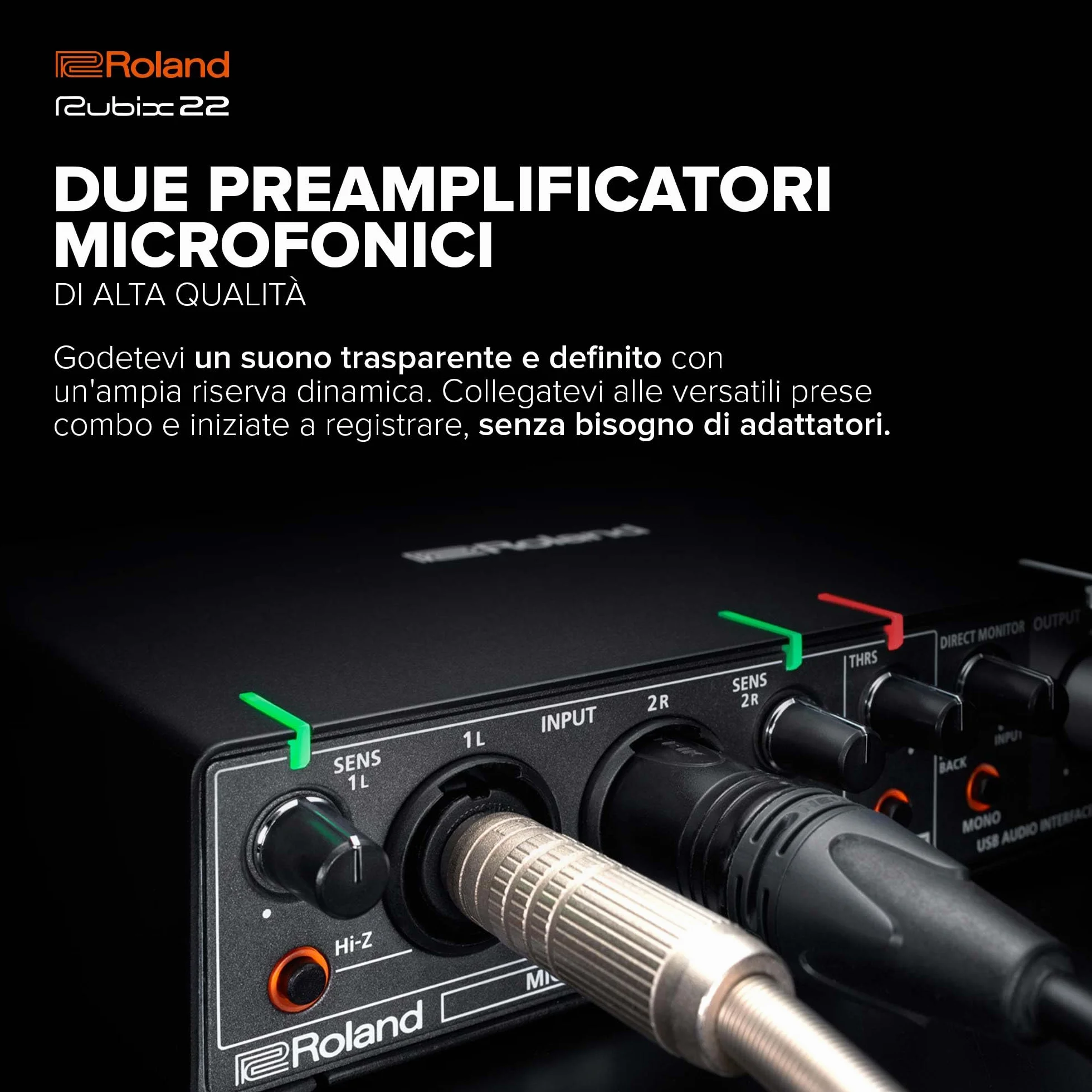 Interfaccia audio USB Roland Rubix22 2-In/2-Out | Audio ad alta risoluzione | Registrate con microfoni, chitarre, tastiere e altro | Costruzione compatta e durevole | Compatibile con Mac, PC e iPad