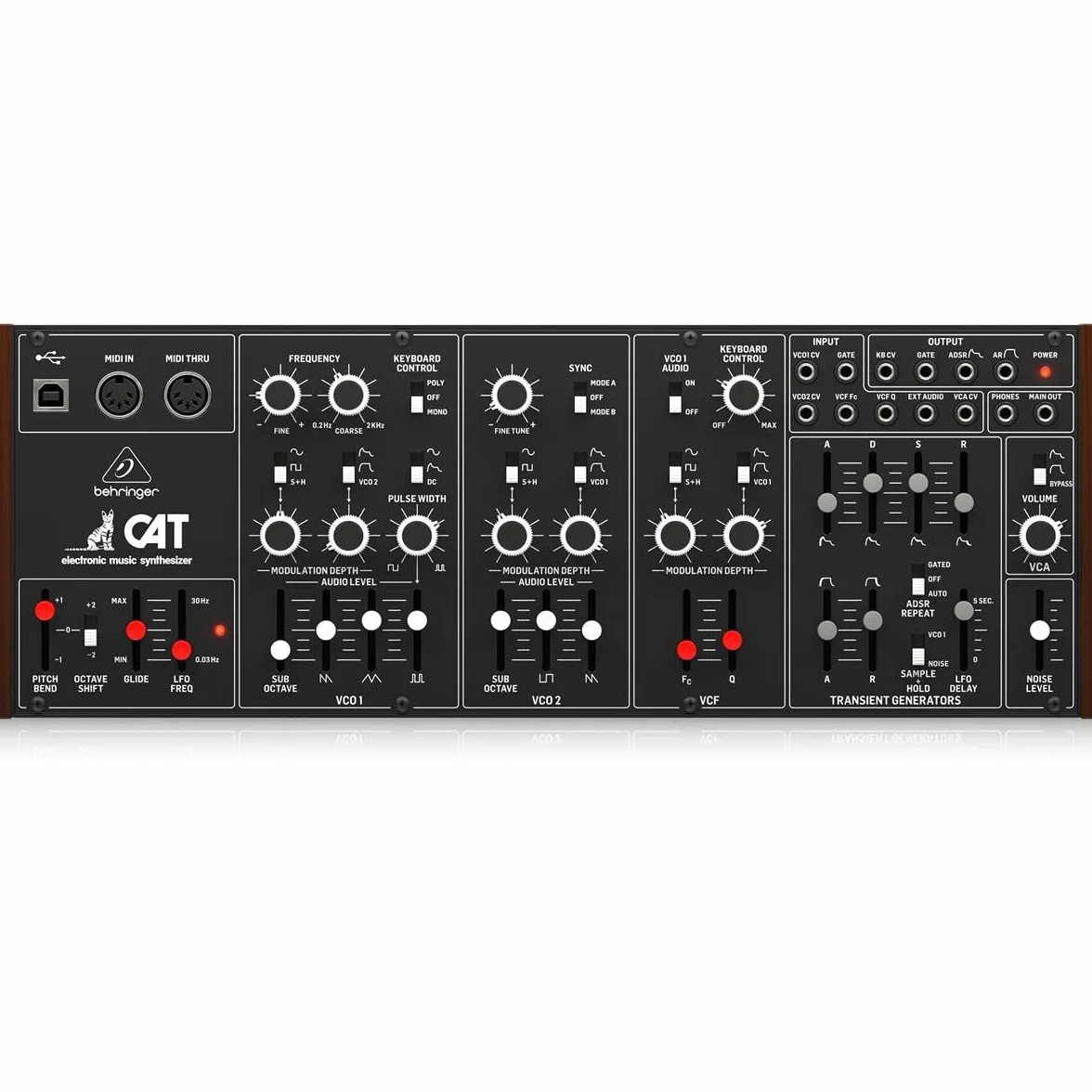 Behringer Cat Legendary Duophonic Analog Synthesizer With Dual Vcos, 4 Mixable Waveforms, External Signal Processor