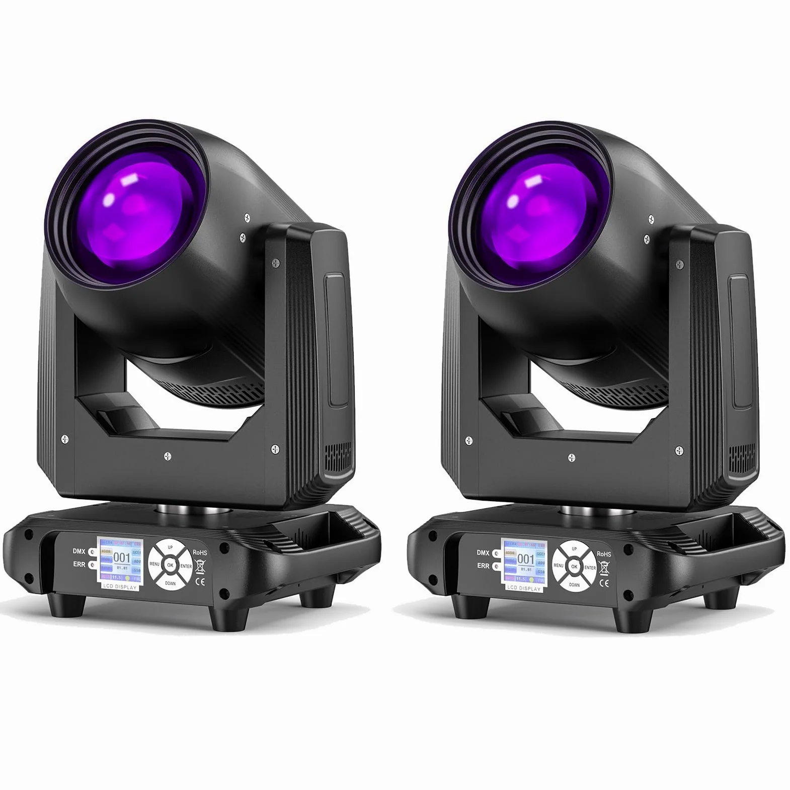 200W Lira LED Beam Testa Mobile Luci da Palcoscenico, RGBW Luci da Festa Focus Elettronico 14 Gobo 18 Prismi DMX512 Disco Luce Controllo del Suono per DJ Matrimonio Bar Concerto 2PCS