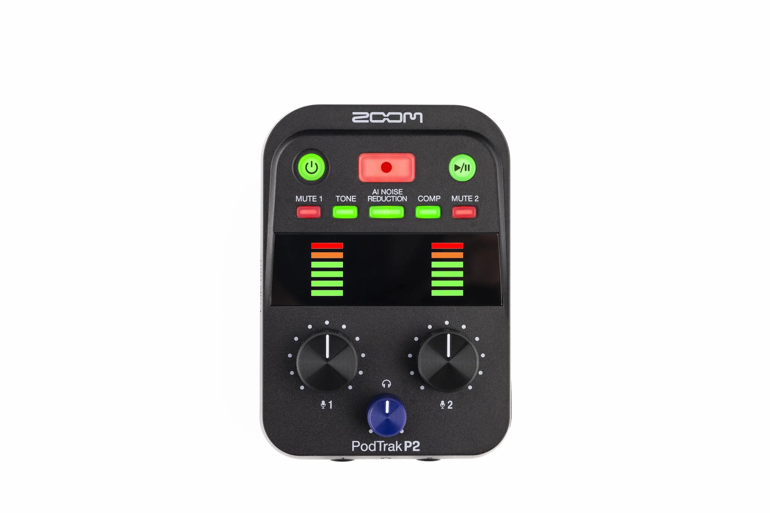 Zoom - P2 PodTrak Registratore Podcast Portatile, Mixer Podcasting e Interfaccia per Registrazioni Podcast Mobili in Qualità Audio Professionale, 2 Ingressi Microfono USB, Nero