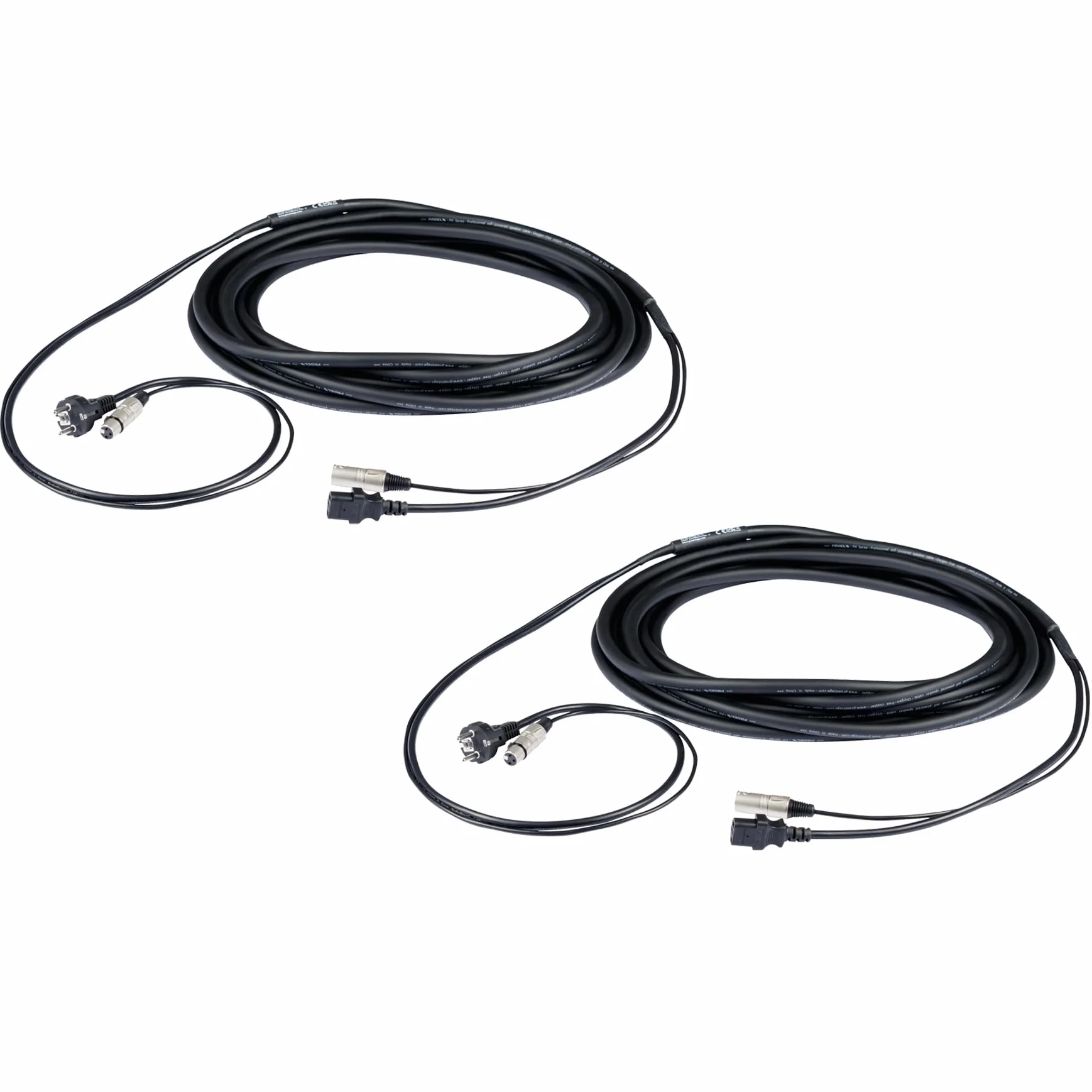 Proel PH080LU5 - Coppia Cavo professionale combinato per segnale audio e alimentazione di rete, 5mt, Nero (PH080LU5-5mt. - Coppia)
