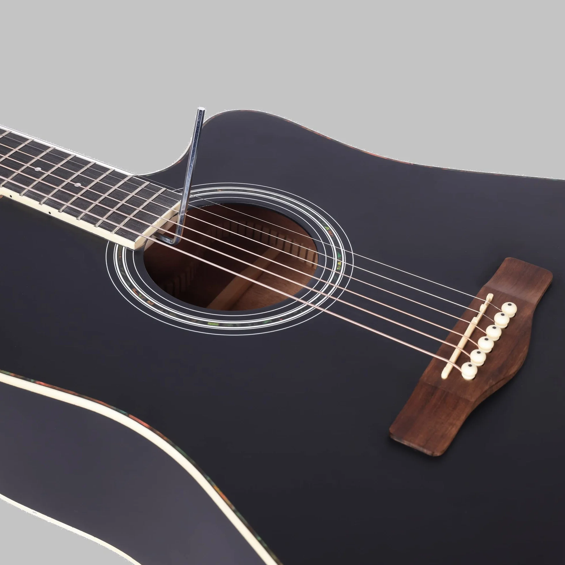 Winzz 41 Pollici Chitarra Acustica 4/4 Full Size per Adolescenti Adulti Principianti Set, Nero Cutaway