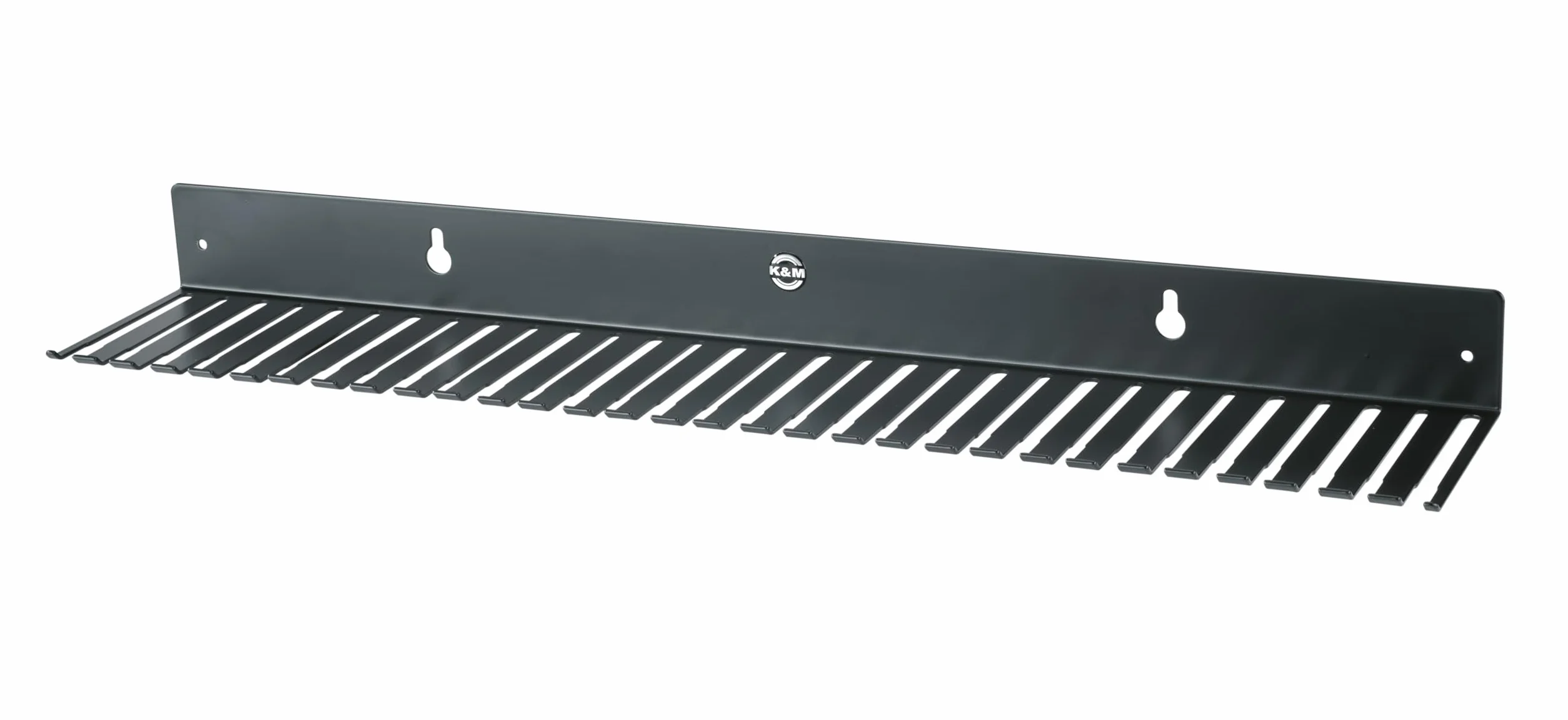 K&M 49020 Supporto da parete per cavi, nero, in acciaio - può ospitare fino a 31 cavi d'alimentazione o di carica - per stage, locali musicali