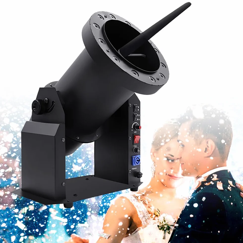 PRUJOY Macchina per la Neve Professionale silenziosa 2000W Macchina per Fiocchi di Neve Colorati con DMX/Telecomando, Macchina per la Neve a LED DMX/Telecomando