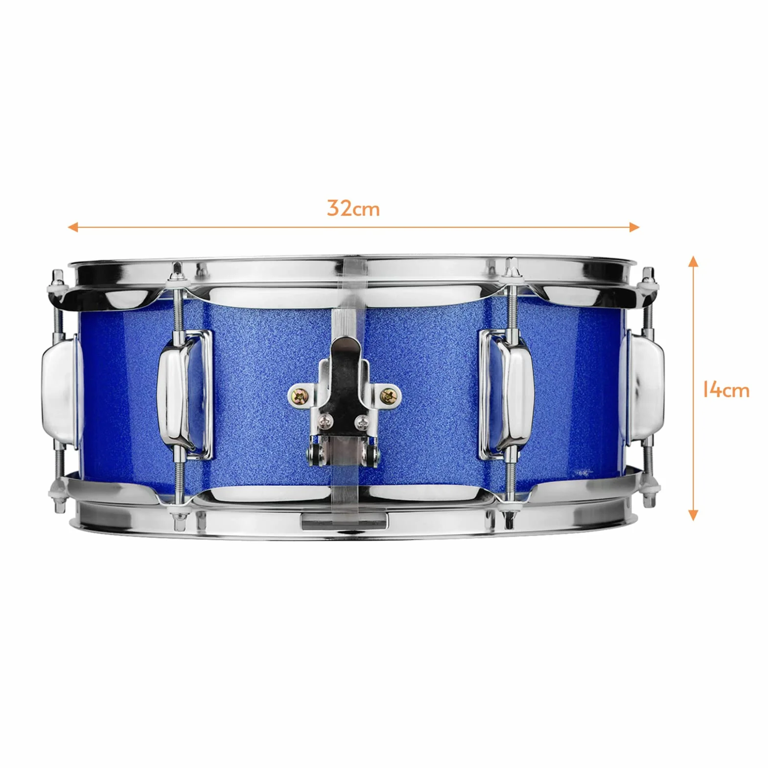 Rullante - Tamburo Sunydog da 12 pollici, pelle per rullante con bacchette, tracolla, chiave per batteria, set di rullante per studenti e principianti, banda musicale, tamburo da marcia (blu)