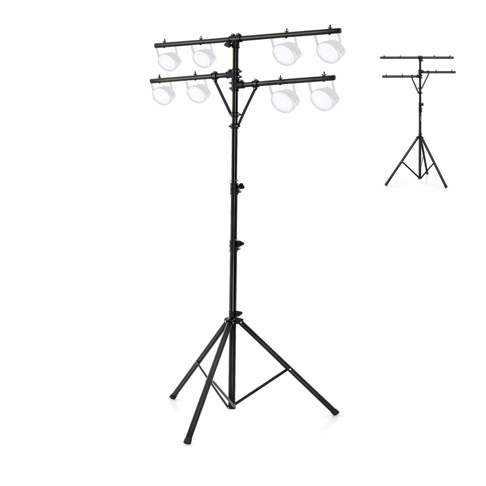 SOARS Stativo Luci DJ, Treppiede Supporto Luce, Altezza Regolabile 186-351 CM, 8 Punti di Fissaggio, Carico Massimo 45 KG, Piedi Stabili, per Concerto, Serata, Bar