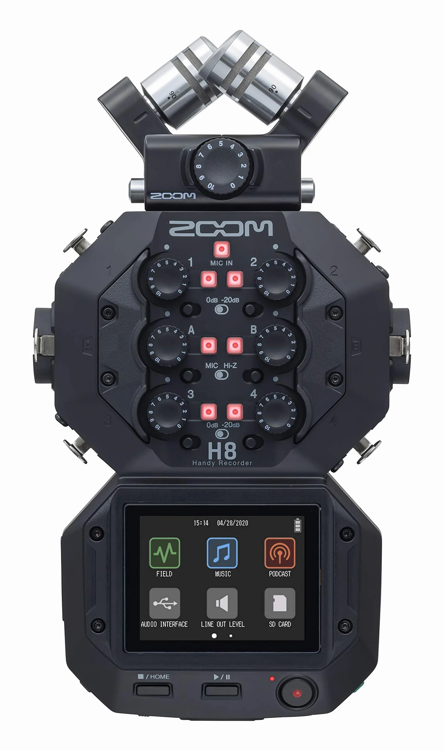 Zoom H8 - Registratore portatile a 12 tracce, microfoni stereo, 6 ingressi, interfaccia touchscreen, interfaccia audio USB, alimentazione a batteria, per audio stereo/multitraccia per video, podcast e