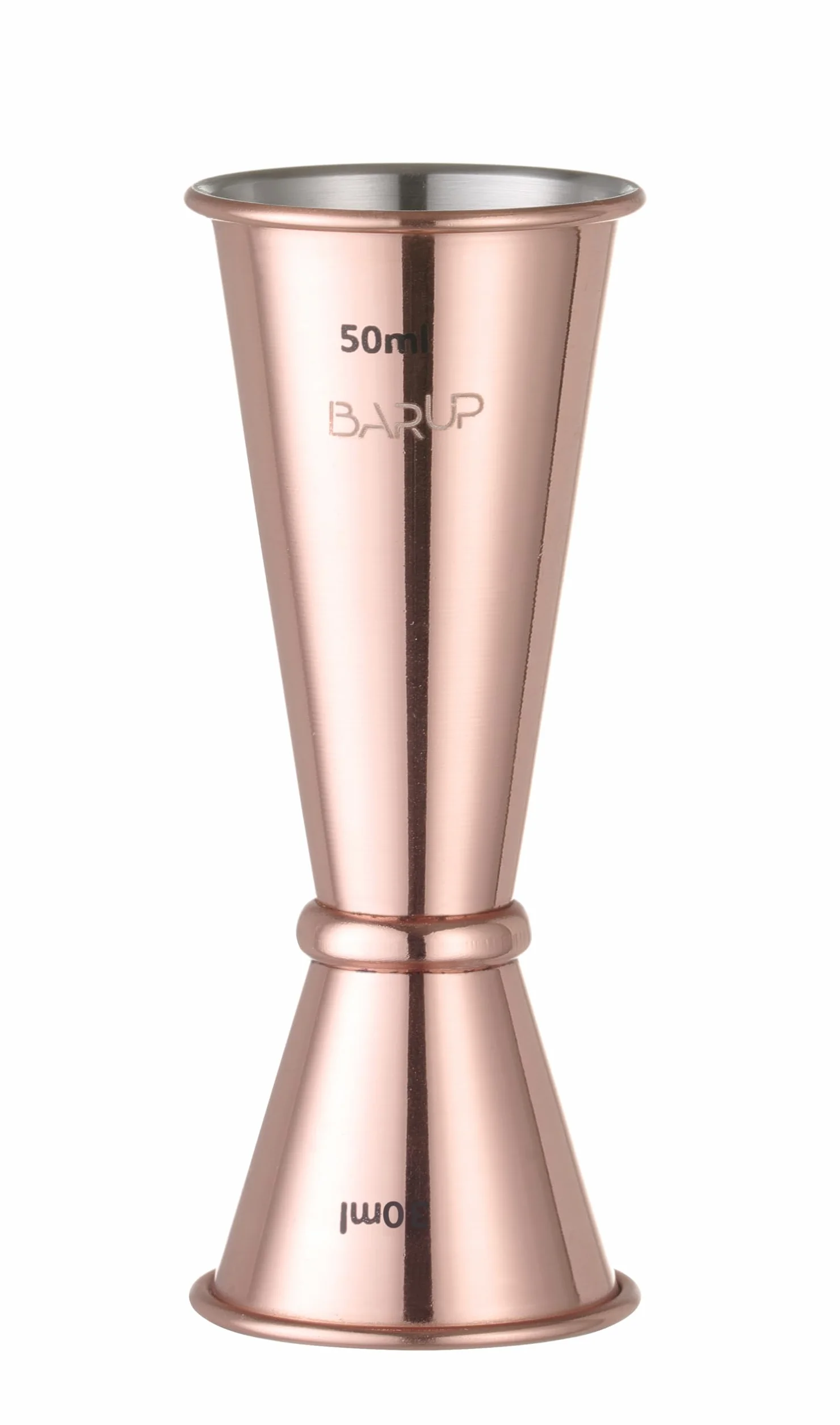 HENDI Jigger cocktail doppio 30/50ml, BarUp, misurino per bevande da barista professionale, dosatore per bar, barman, ø45x(H)114mm, acciaio inox placcato rame