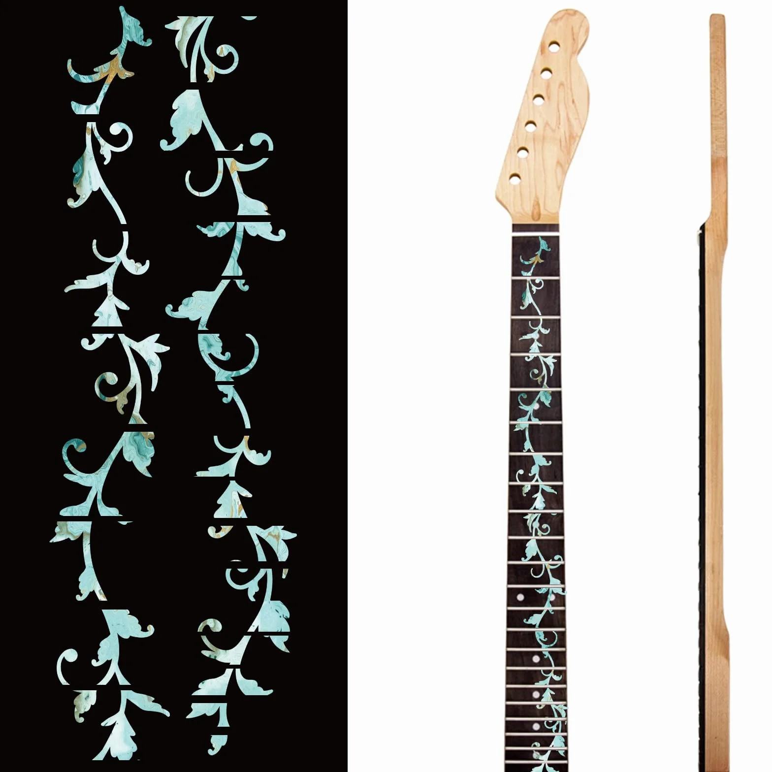 PLIGREAT 2 Pz Chitarra Decor Adesivi Chitarra Collo Adesivo DIY Chitarra Decor Foglie Verdi Rimovibili Decalcomanie per Chitarra Acustica Decor Chitarra Musicale Strumenti Musicali Negozio Forniture