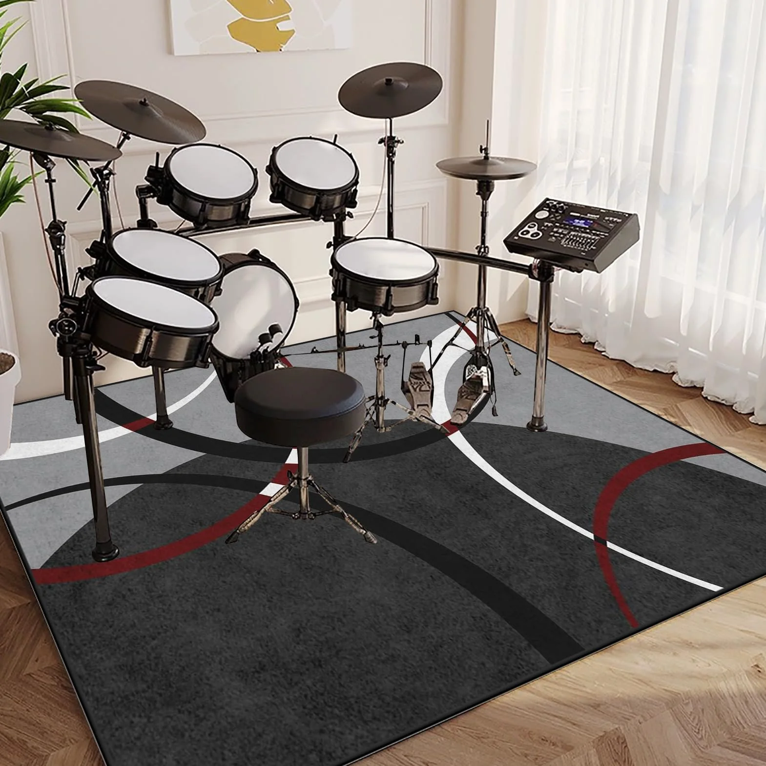 Tappetino Insonorizzato Batteria - Tappeto Professionale per Batteria e Strumenti a Percussione - Carpet Drum Mat - Tappeto per Batteria - Tappeto Antiscivolo Batteria Elettronica 100 x 80 cm