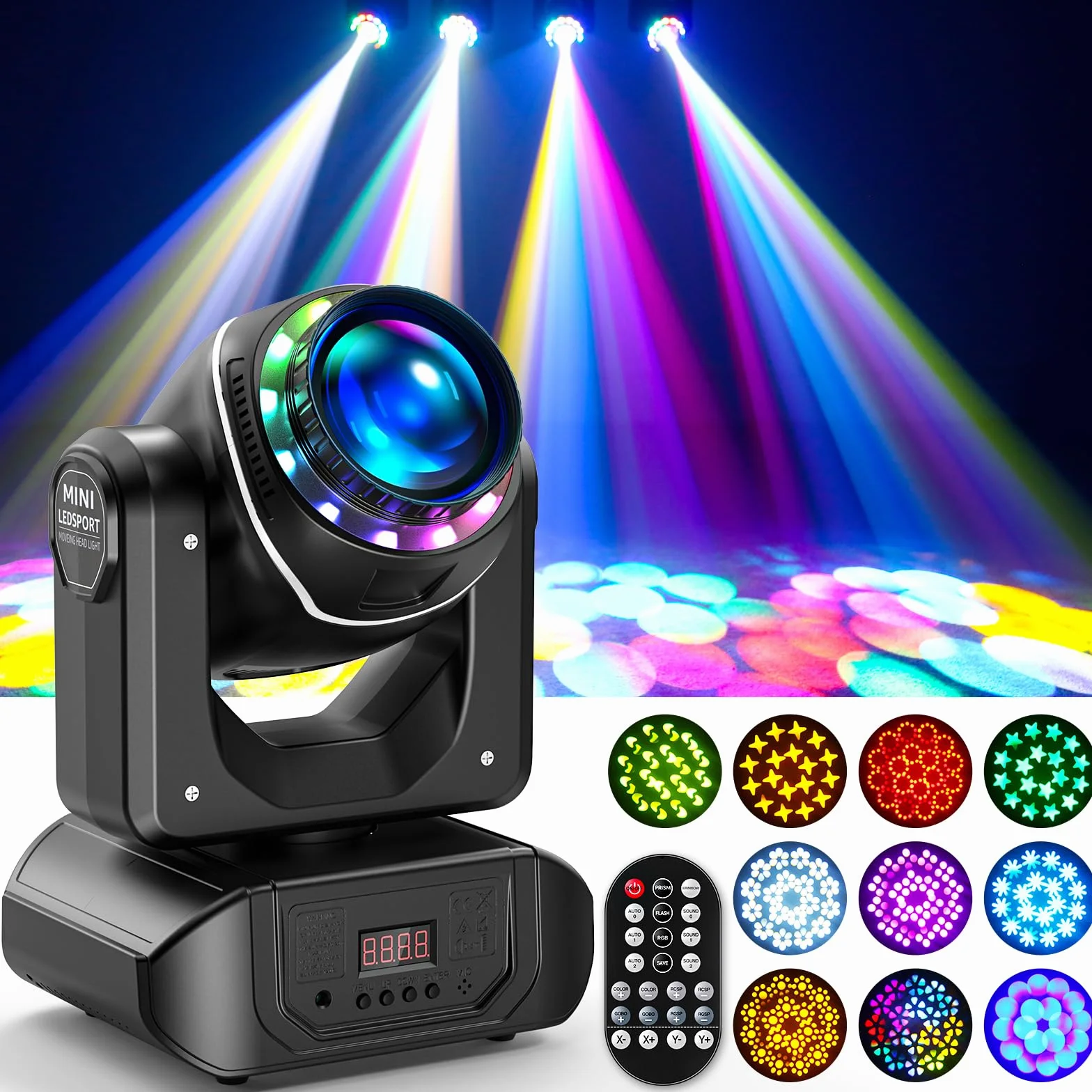 Teste Mobili LED 100W con Telecomando Beam Moving Head 10 Gobos 8colori 18 prismi Luci da Discoteca per Disco Club Bar Illuminazione