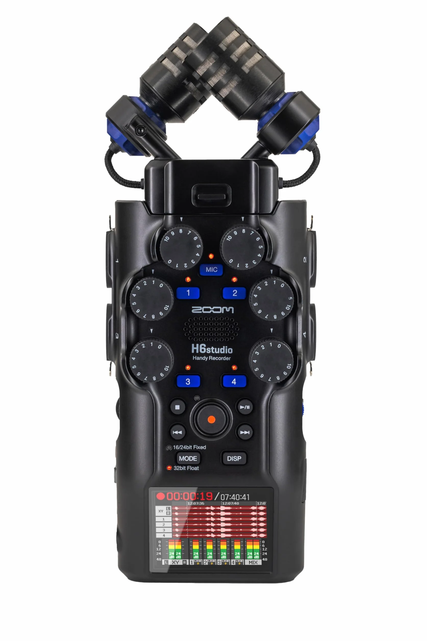 Zoom - H6Studio registratore 6 piste 32 bit 192 kHz modo 16/24 bit, gain, limitatore, capsula XYH-5e membrana larga, compatibile con SSH-6e e EXH-6e, interfaccia audio Mac, Pc, iOS, Android