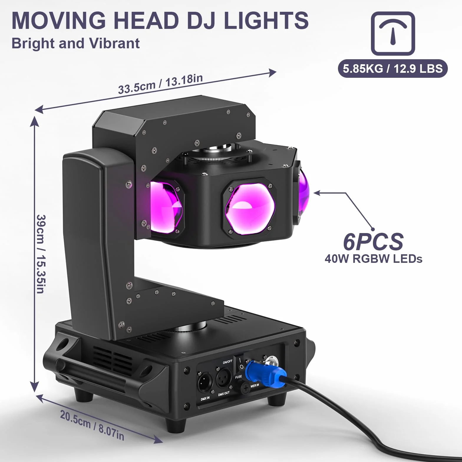 240W Teste Mobili Beam Luci Discoteca LED RGBW 3 assi Luce Rotazione infinita Faretto Moving Head per DJ Discoteca Natale Club Spettacolo Bar Festa Palcoscenico