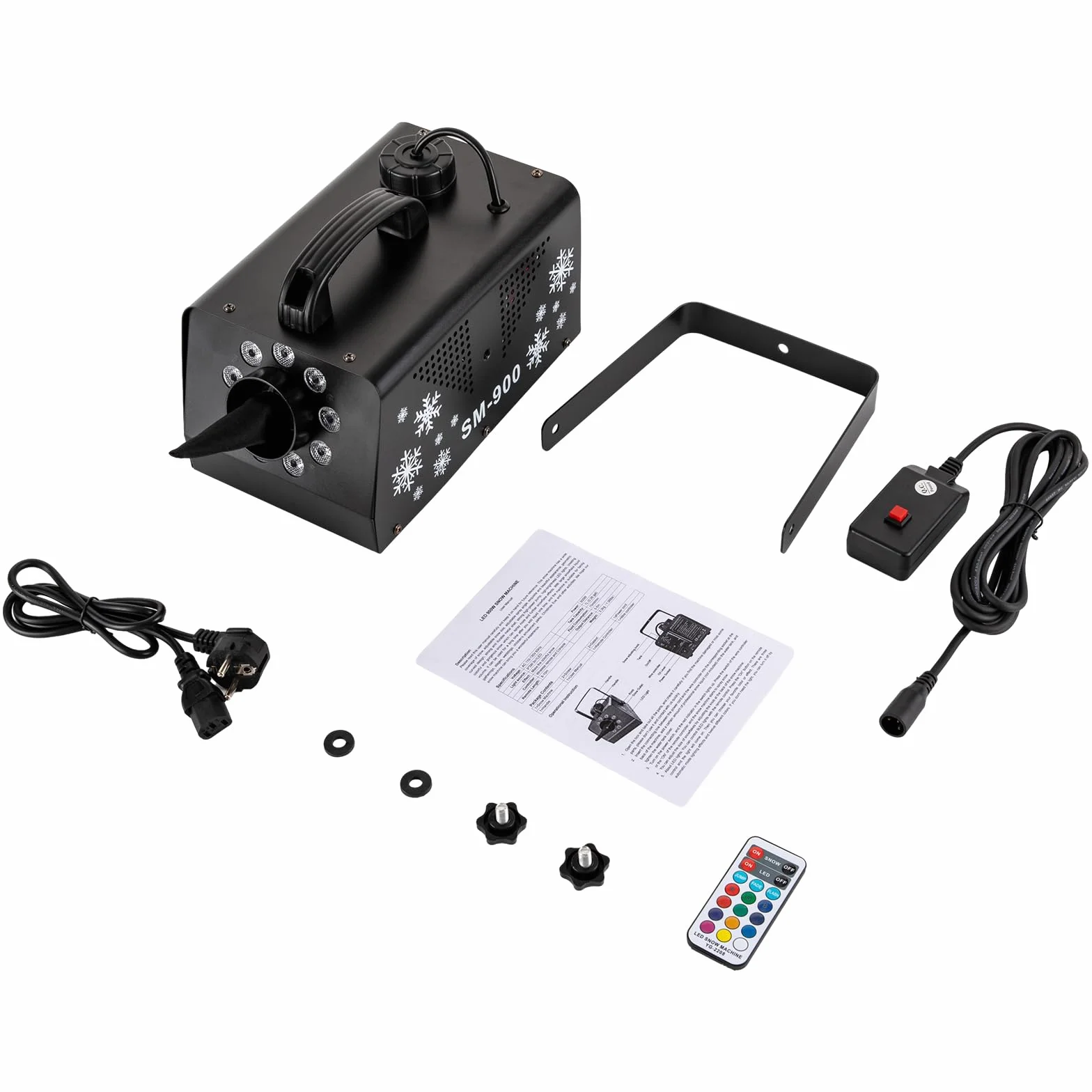 Macchina da neve da 1200 W con telecomando, portatile, macchina per effetti, luci LED RGB per Halloween, Natale, feste, ecc
