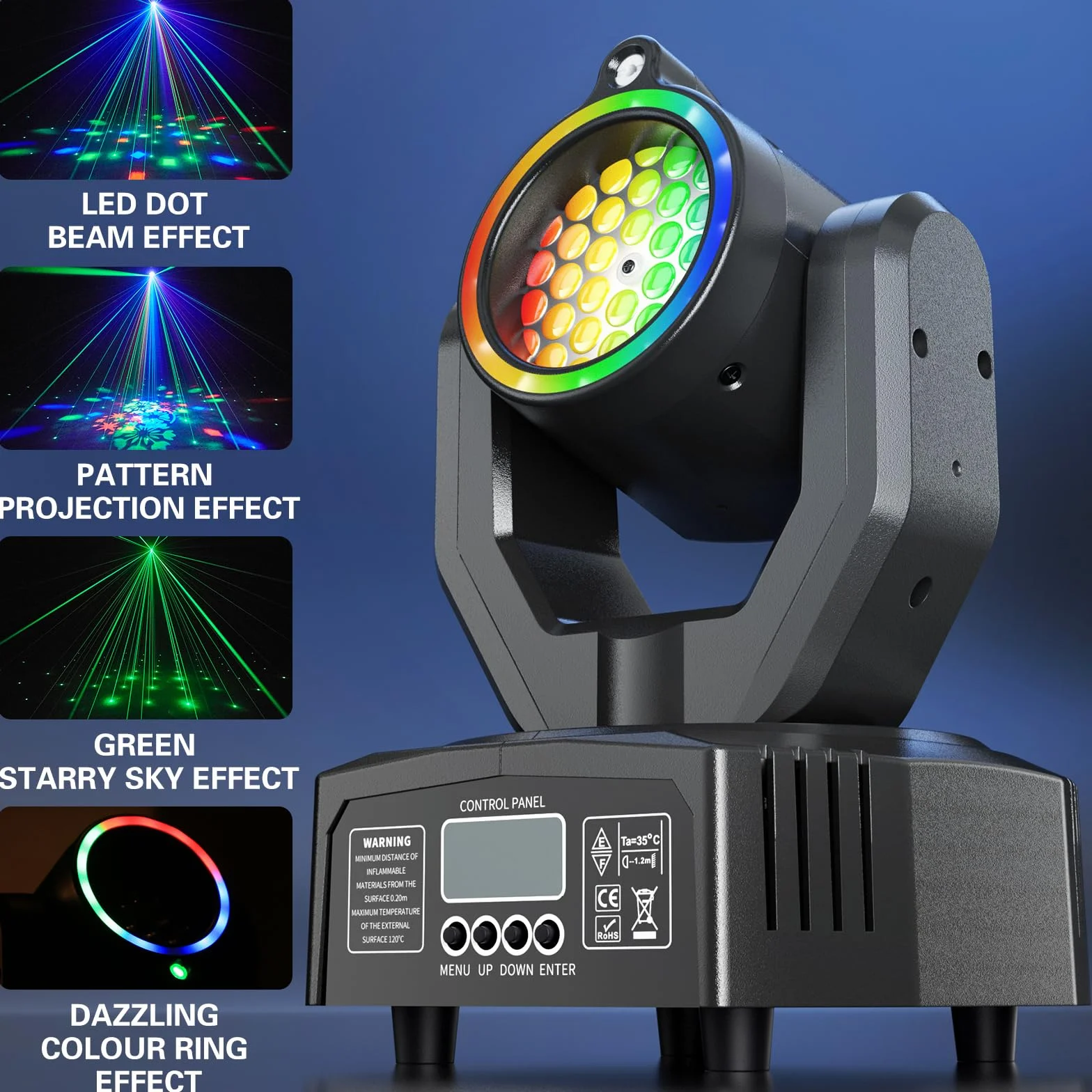 Mini Teste Mobili Beam Luce da palcoscenico 30W Spot Luci Discoteca RGB LED con Telecomando Gobo DJ Effetti di Luce DMX512 Stroboscopio con Diaframma per Feste Bar KTV Matrimoni