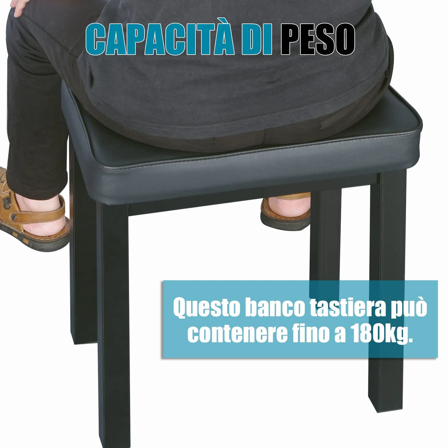 GLEAM Pianoforte Panca, Sgabello da pianoforte, Metallo, Nero