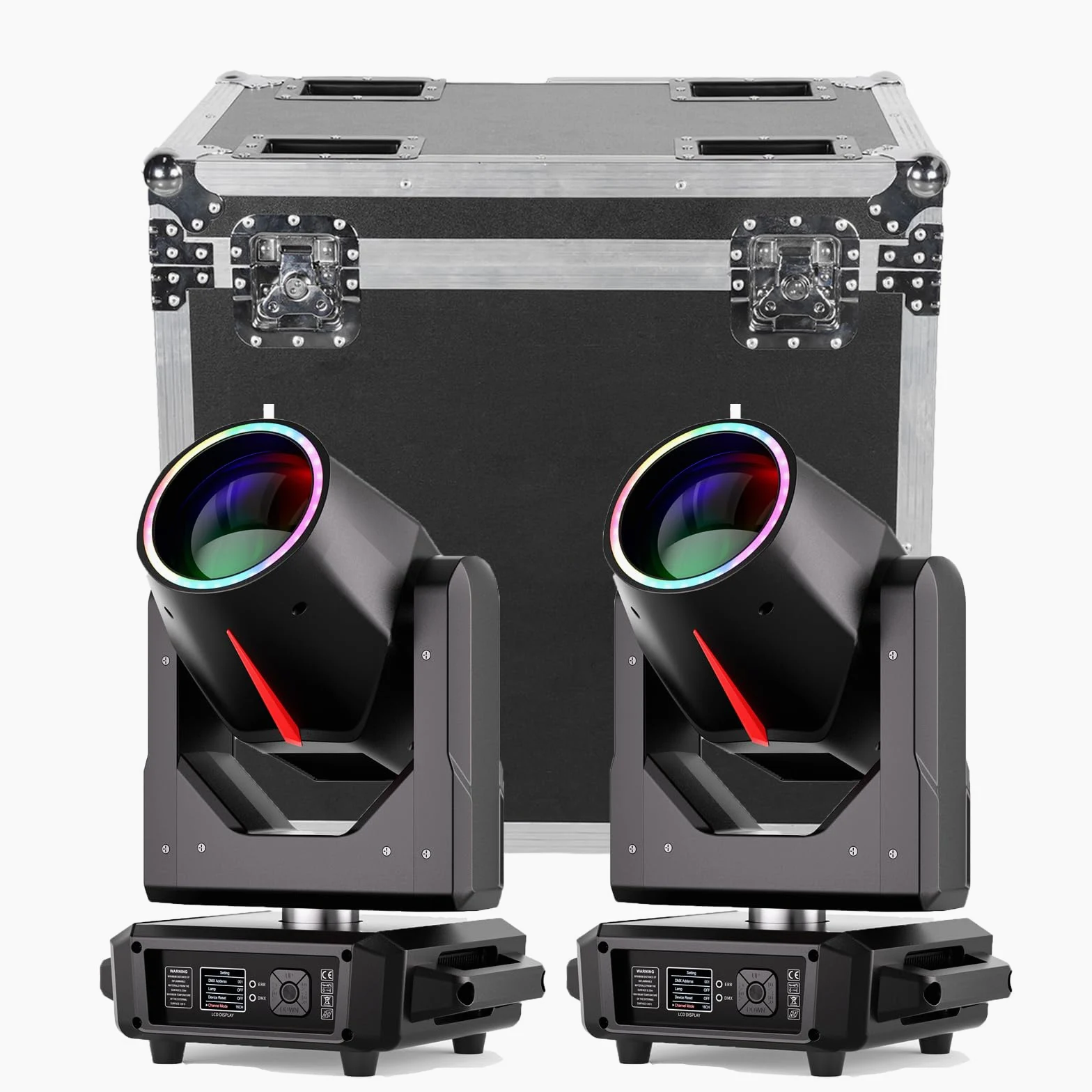 Teste Mobili LED 380W con flight case, RGBW Beam Luci da Palco 14 Gobos 15 Colori Faretti Moving Head per Feste Discoteca Bar Club Matrimoni Concerti