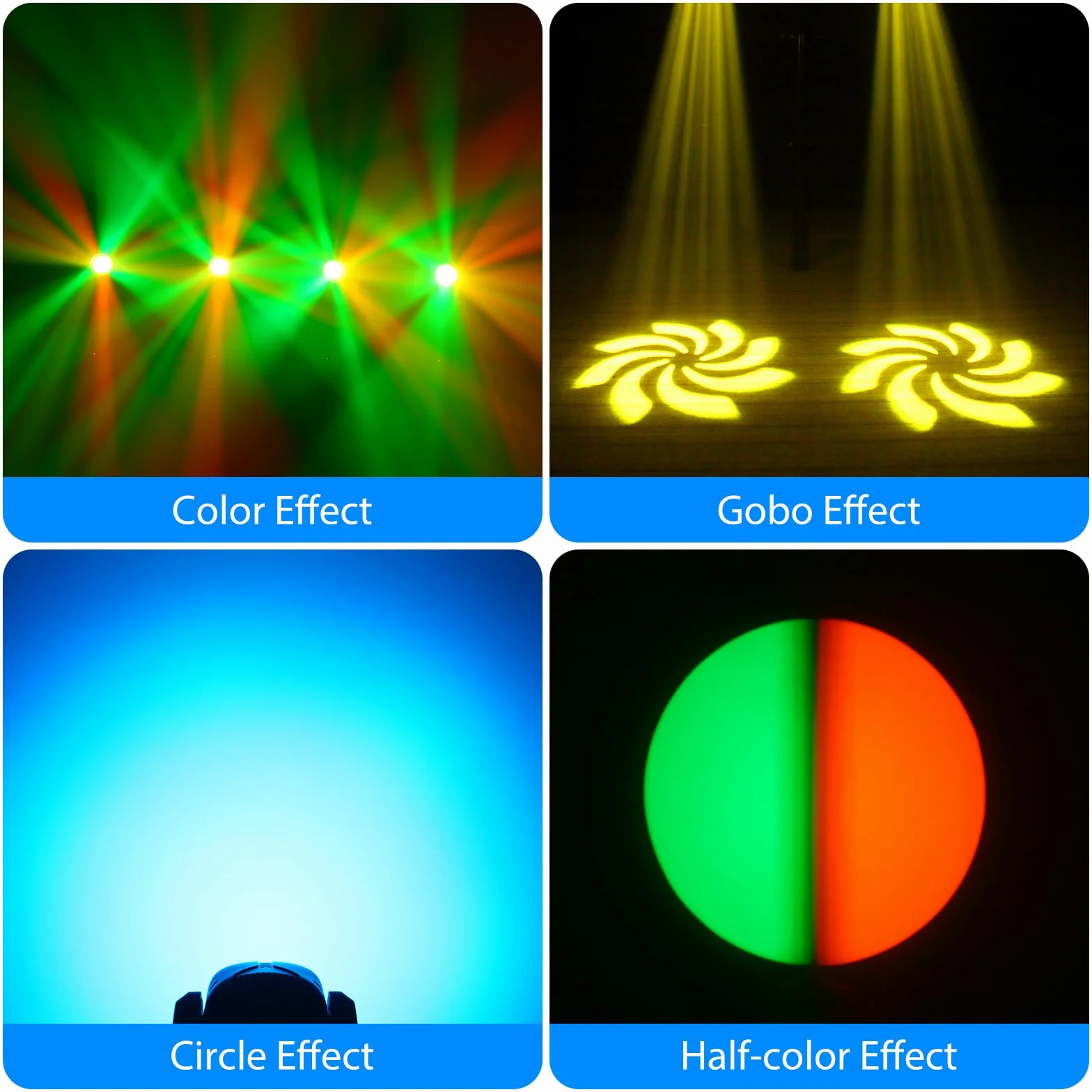 4PCS 60W Lyre LED con Flight case Luce da palcoscenico 8 Gobos 8 Colori Luci DJ a testa rotante Beam Moving Head per Festa, DJ, Bar, Club Natale